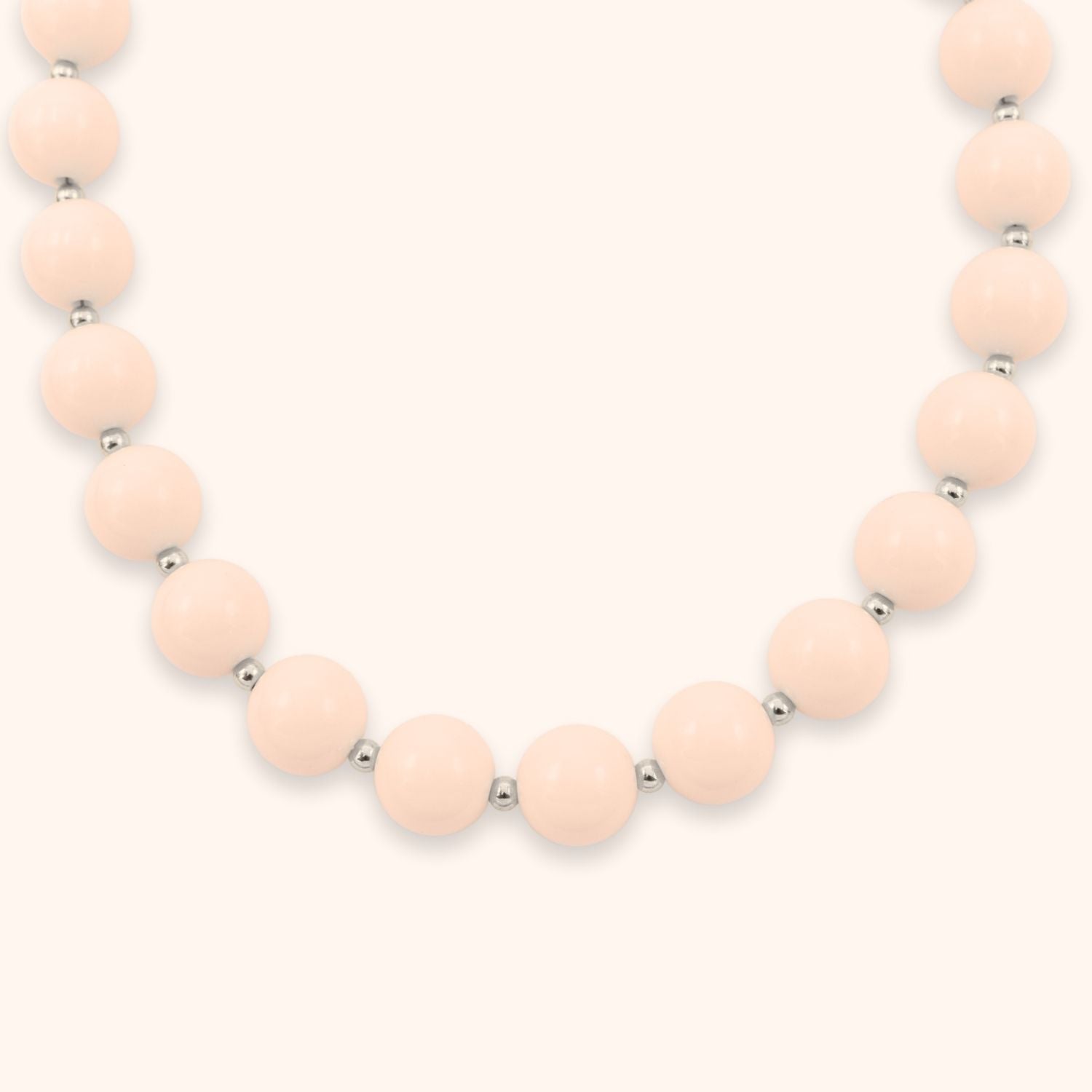 Grote kralen ketting beige