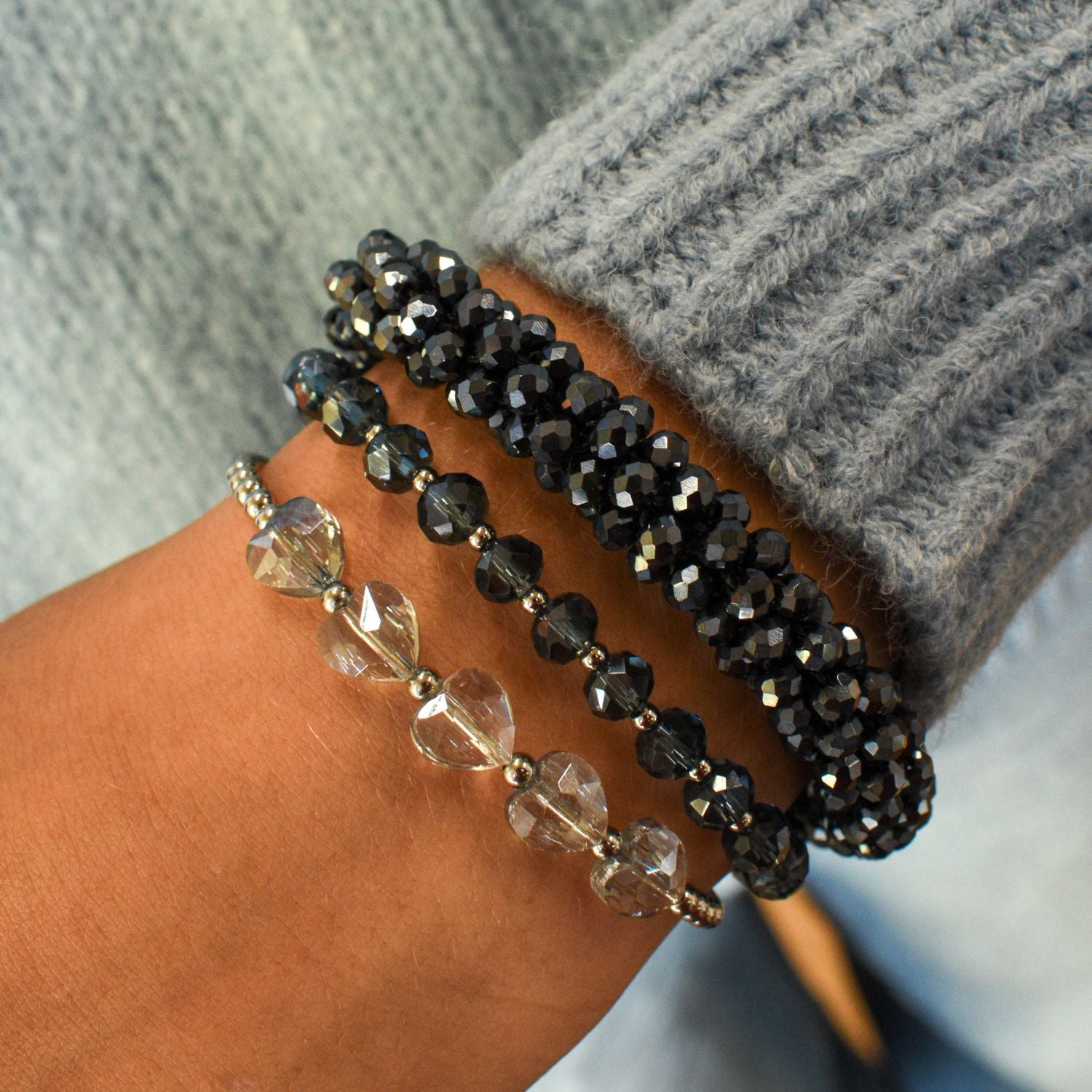 Elastische armband glinsterend blauw