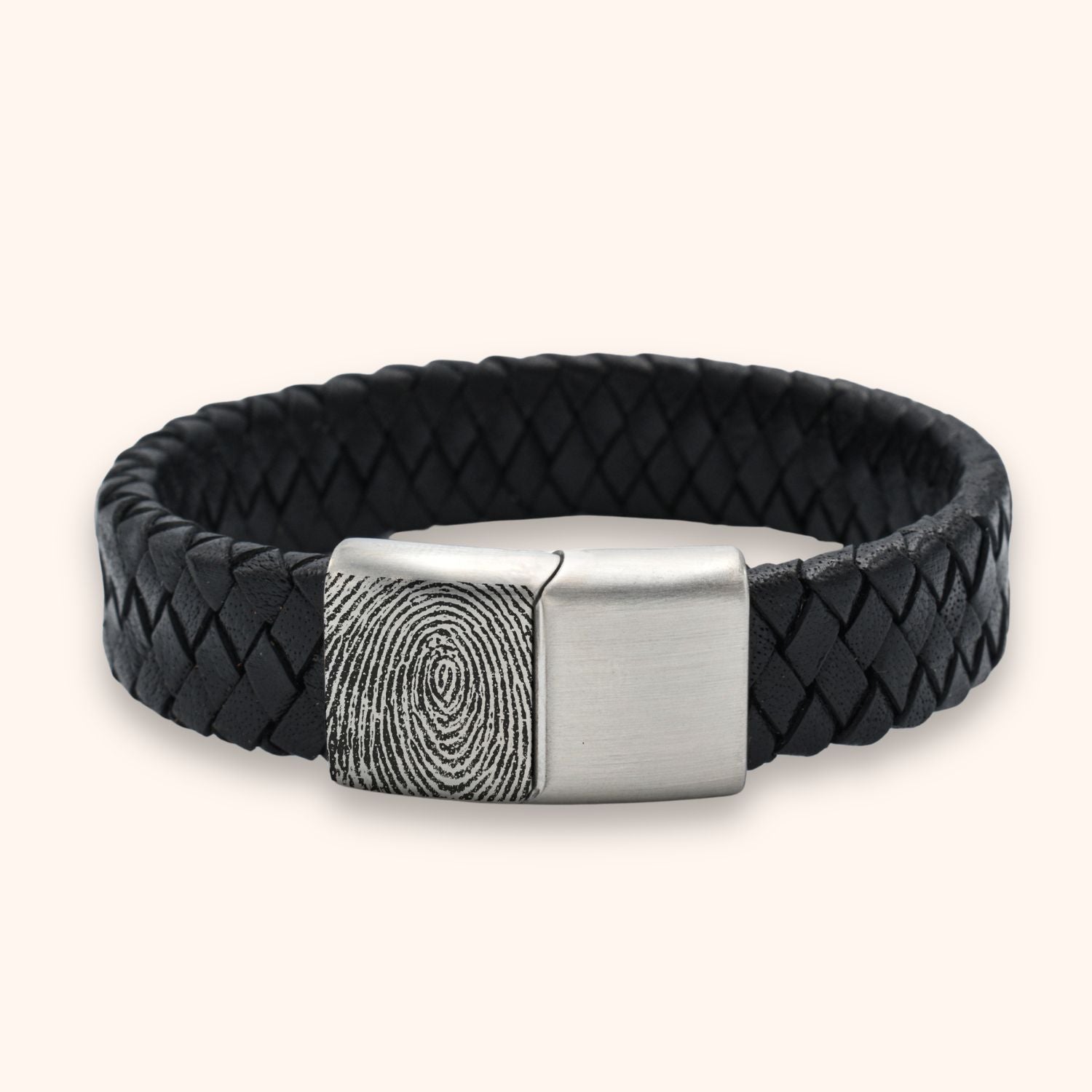 Heren armband leer vingerafdruk