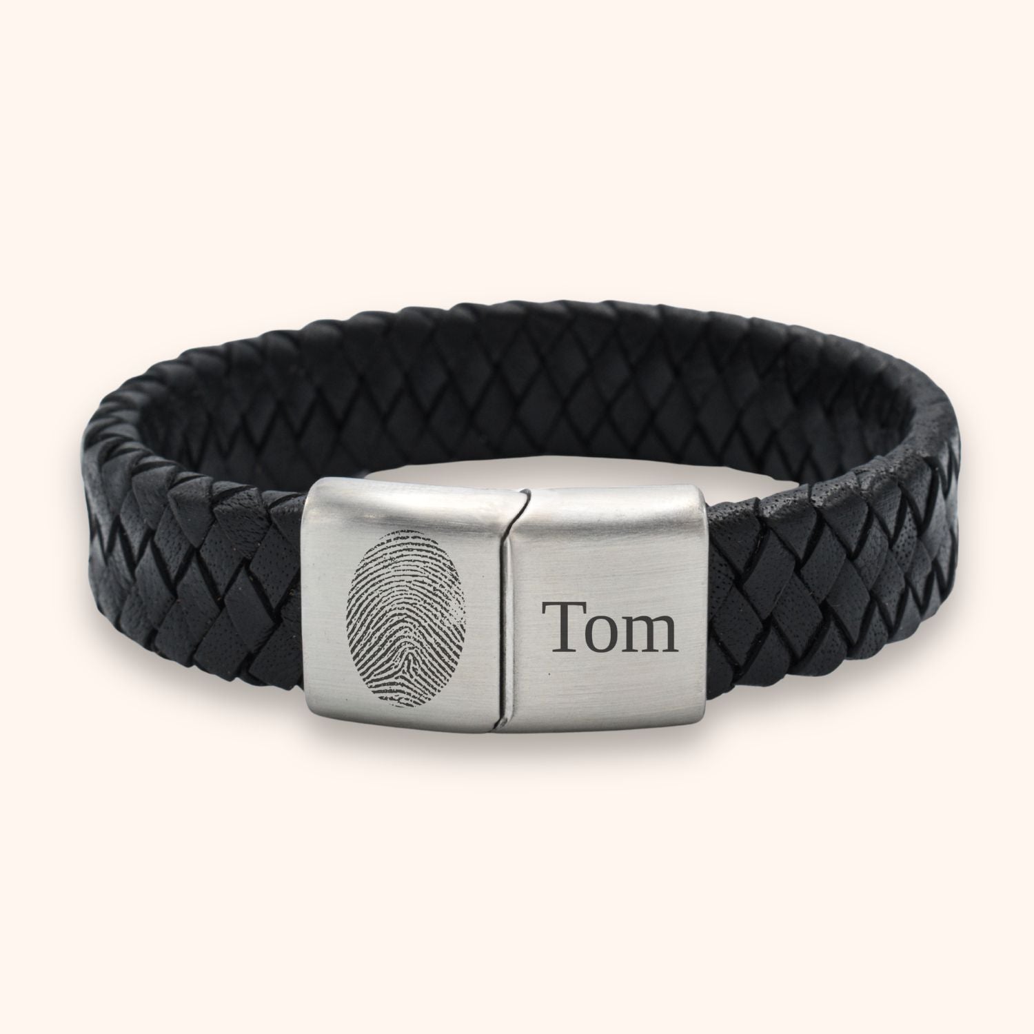 Leren armband heren vingerafdruk 15 mm