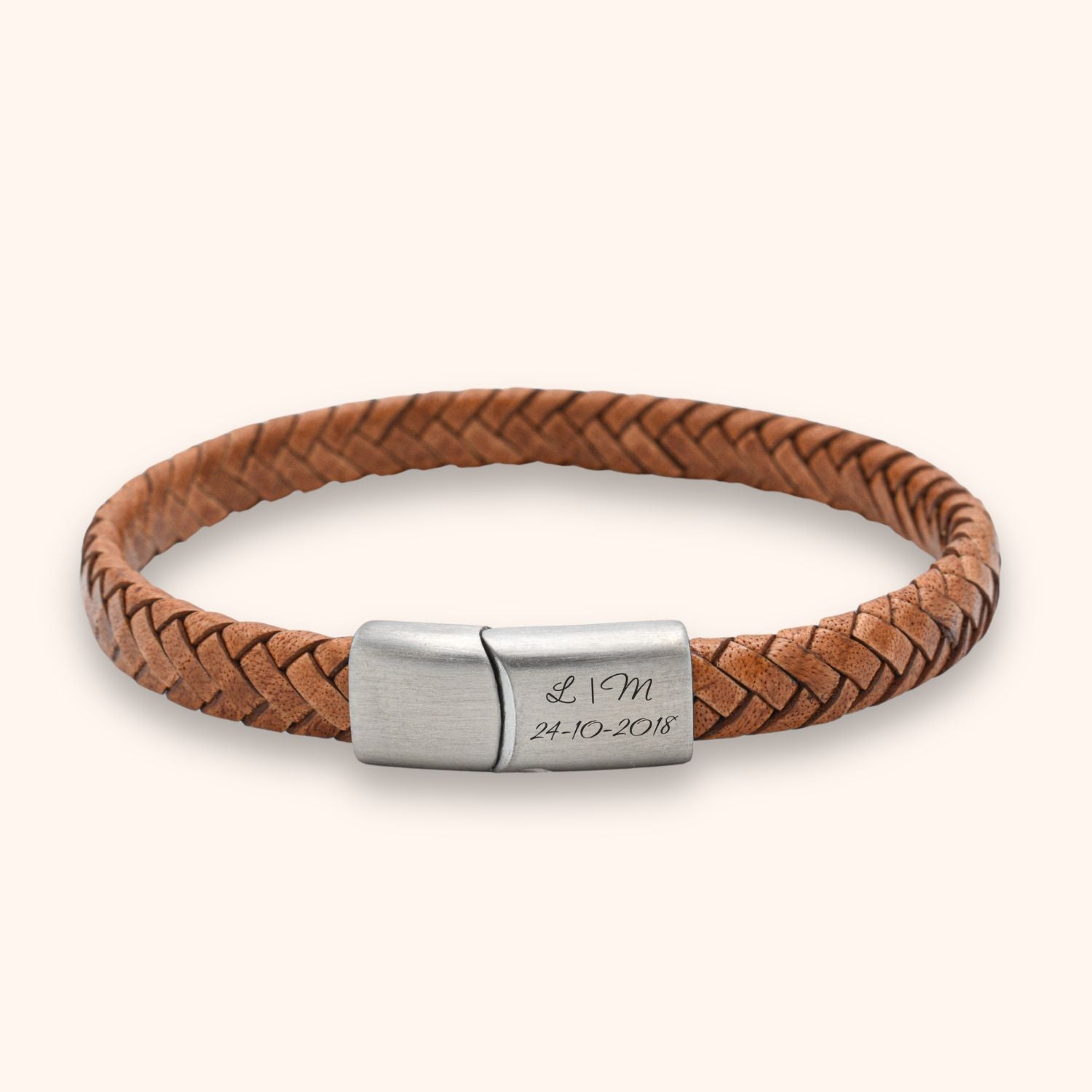 Heren armband leer eigen gravering