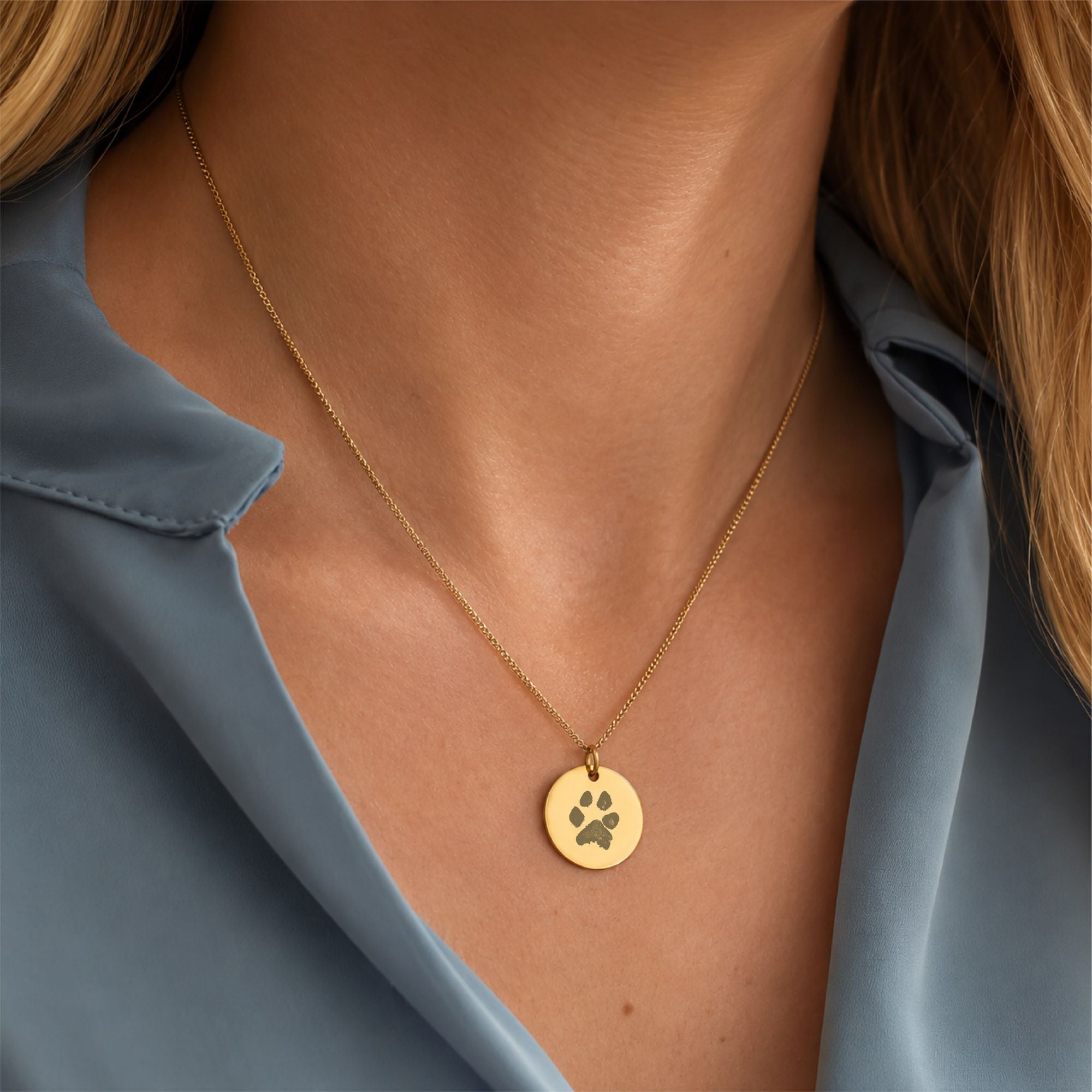 Ketting pootafdruk hond gegraveerd goud 