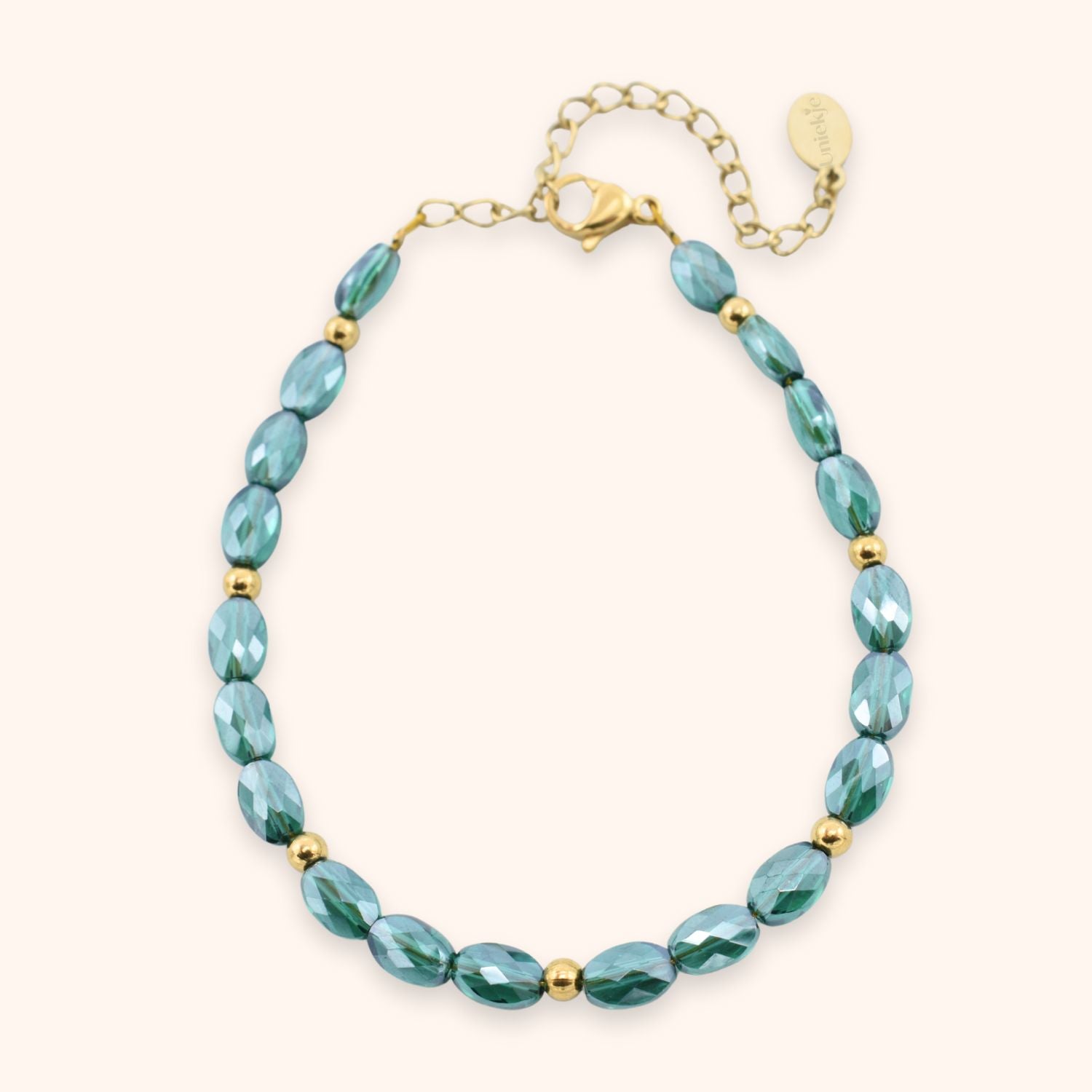 Kralen armband donkergroen facet