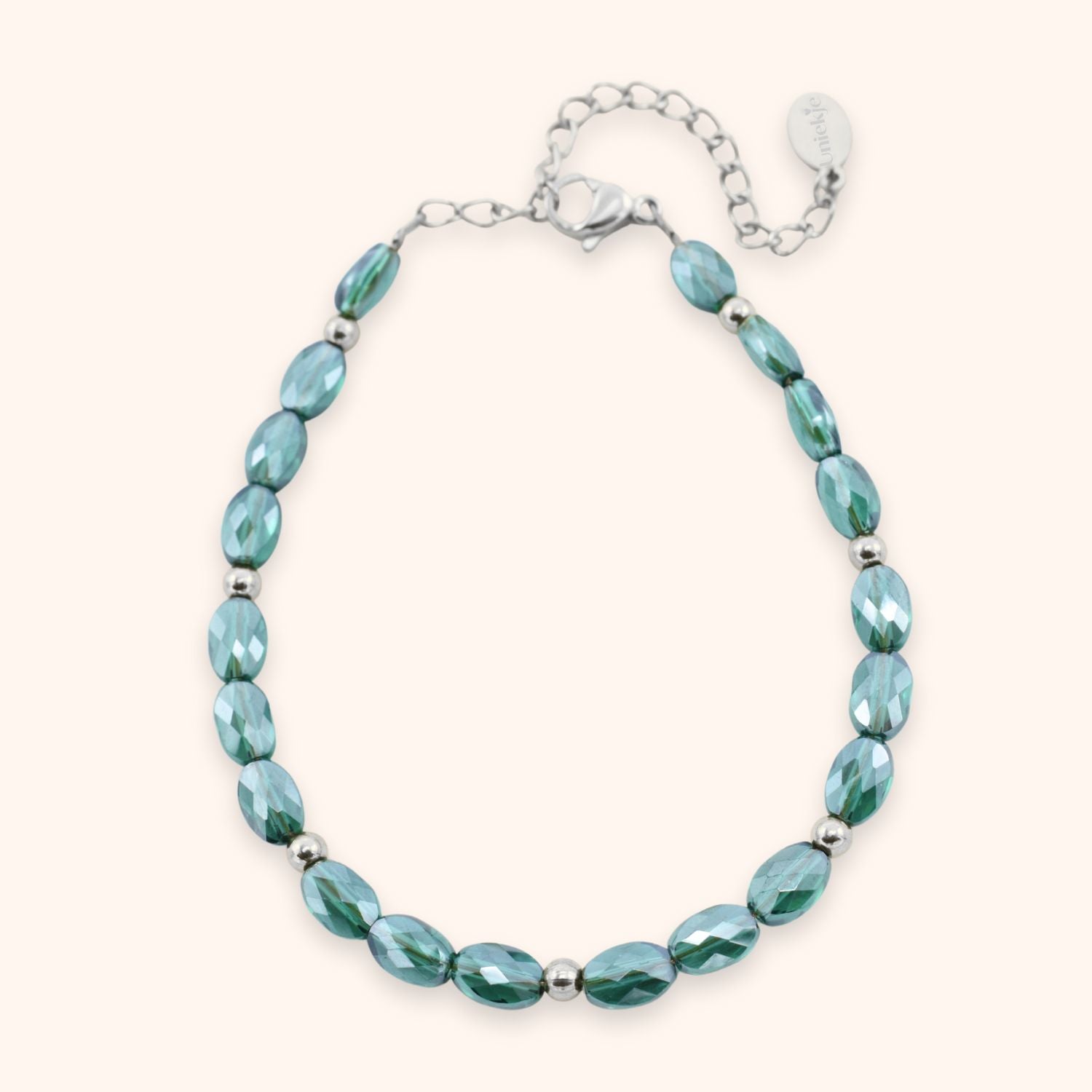 Kralen armband donkergroen facet