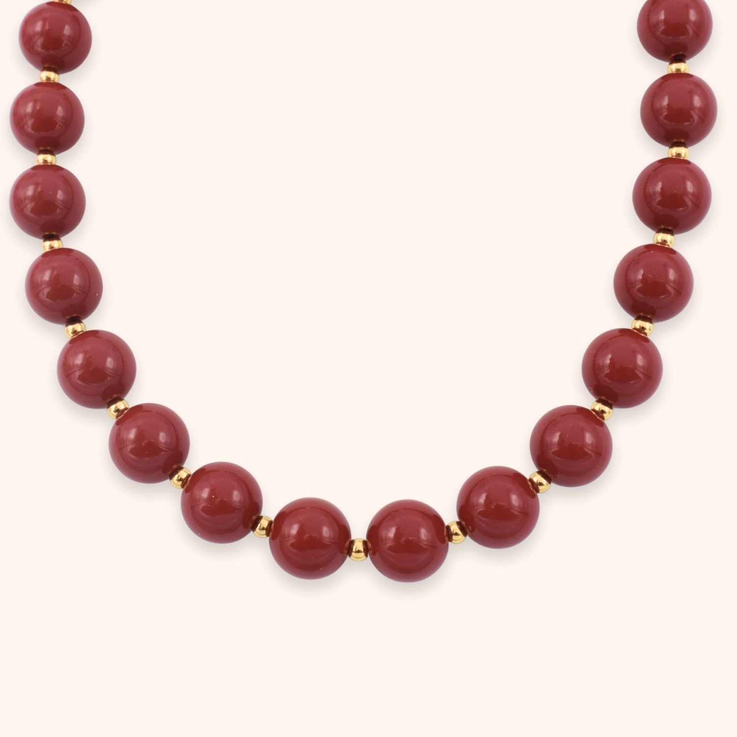 Grote kralen ketting donker rood
