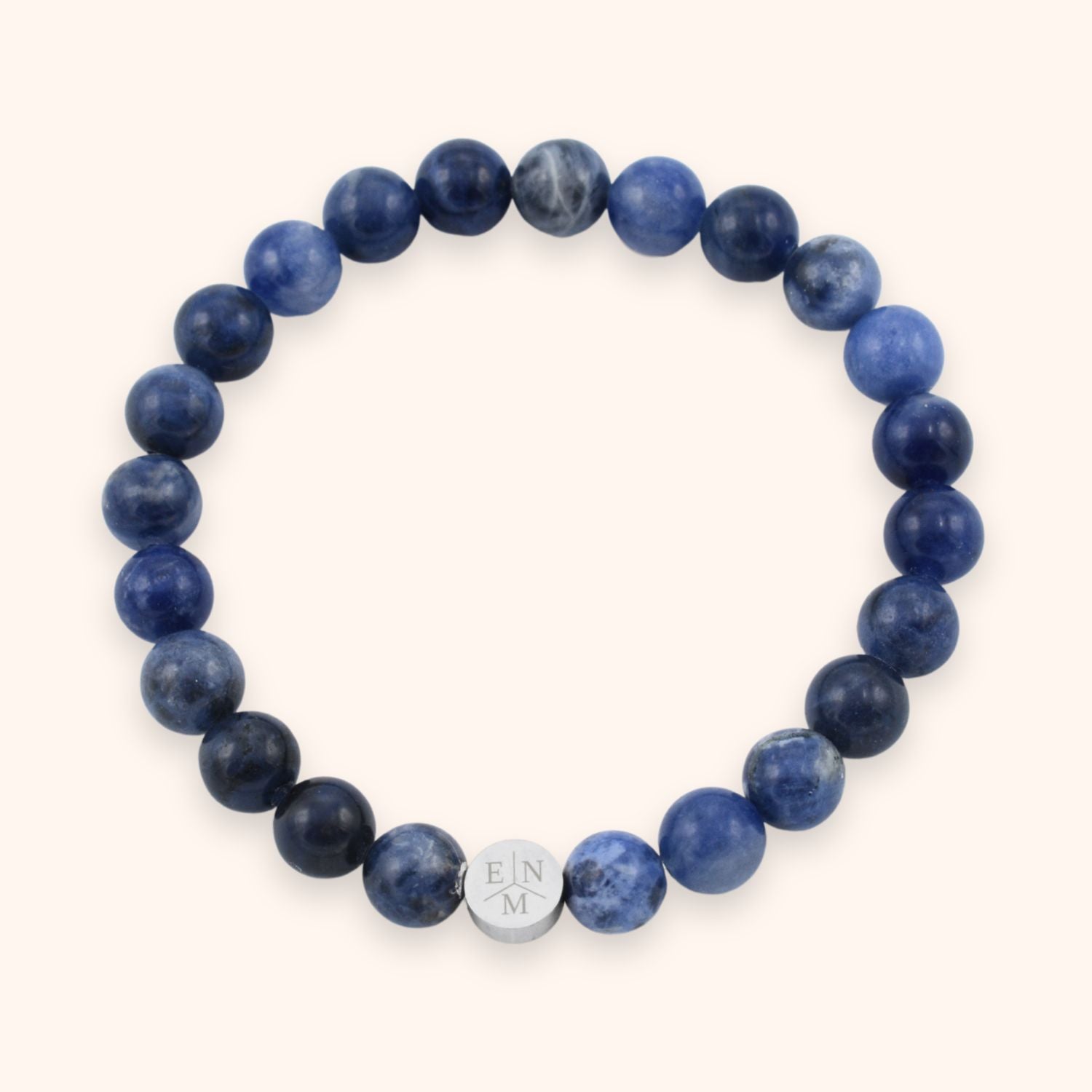 Heren kralenarmband donkerblauw initialen