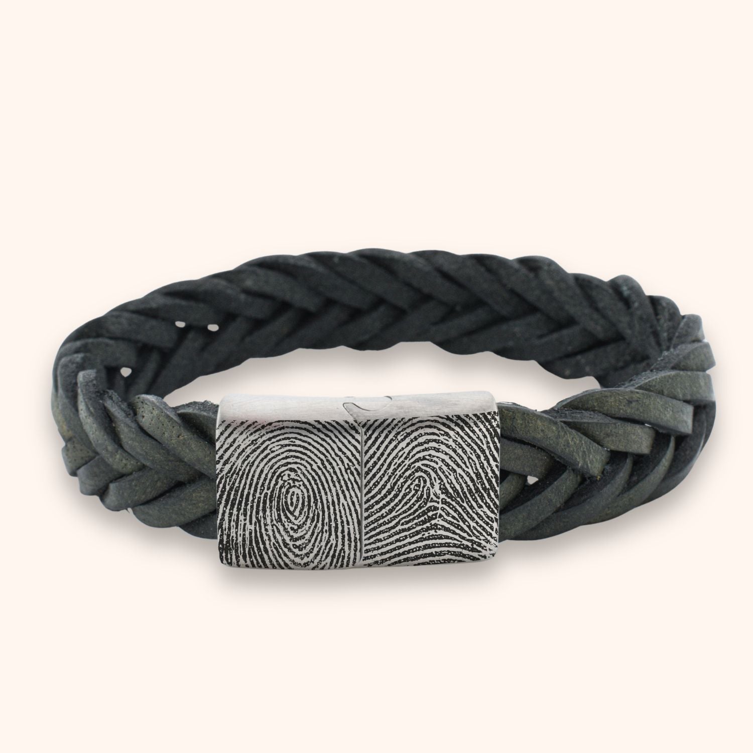 Heren armband leer 2 vingerafdrukken