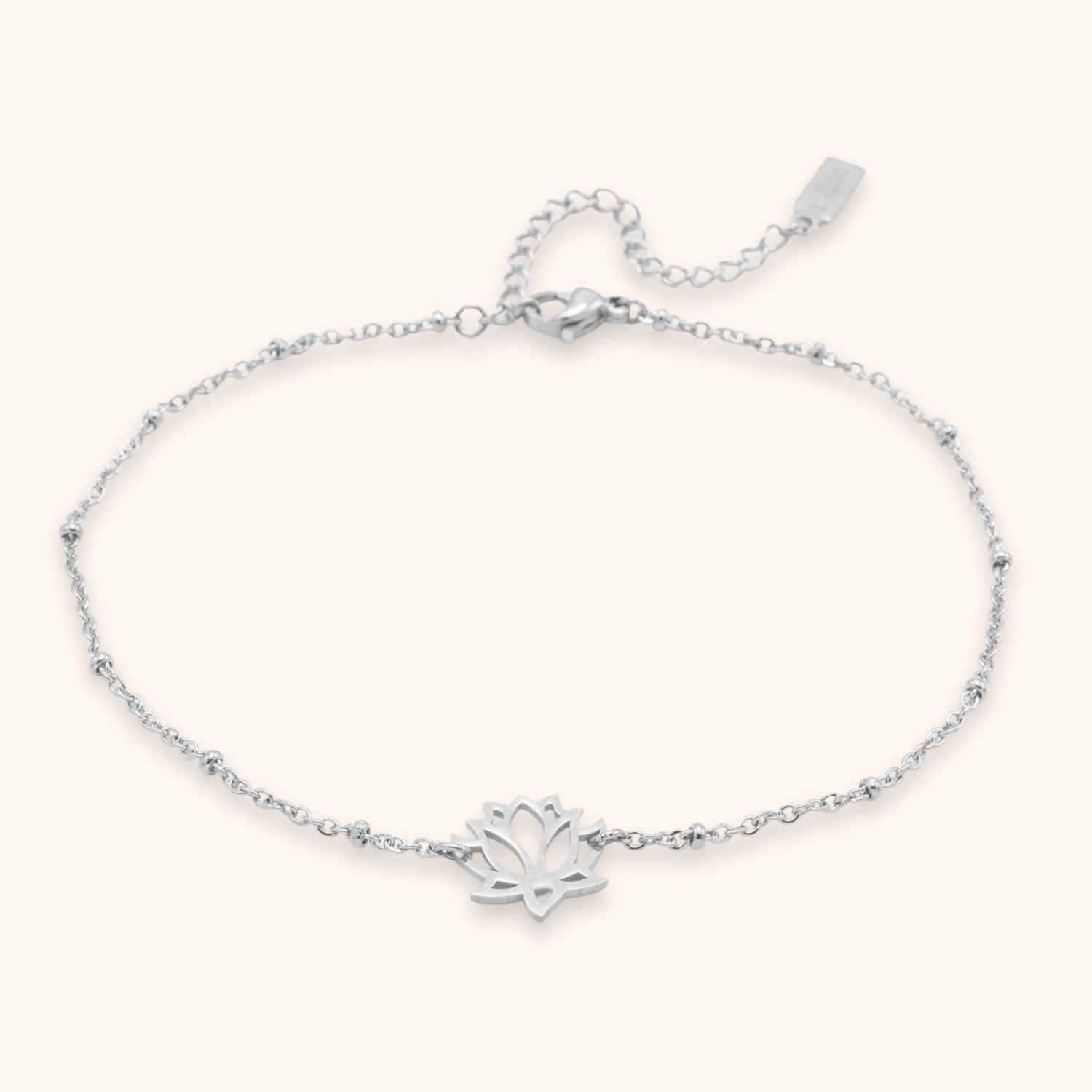 enkelbandje schakel balletjes lotus flower zilver