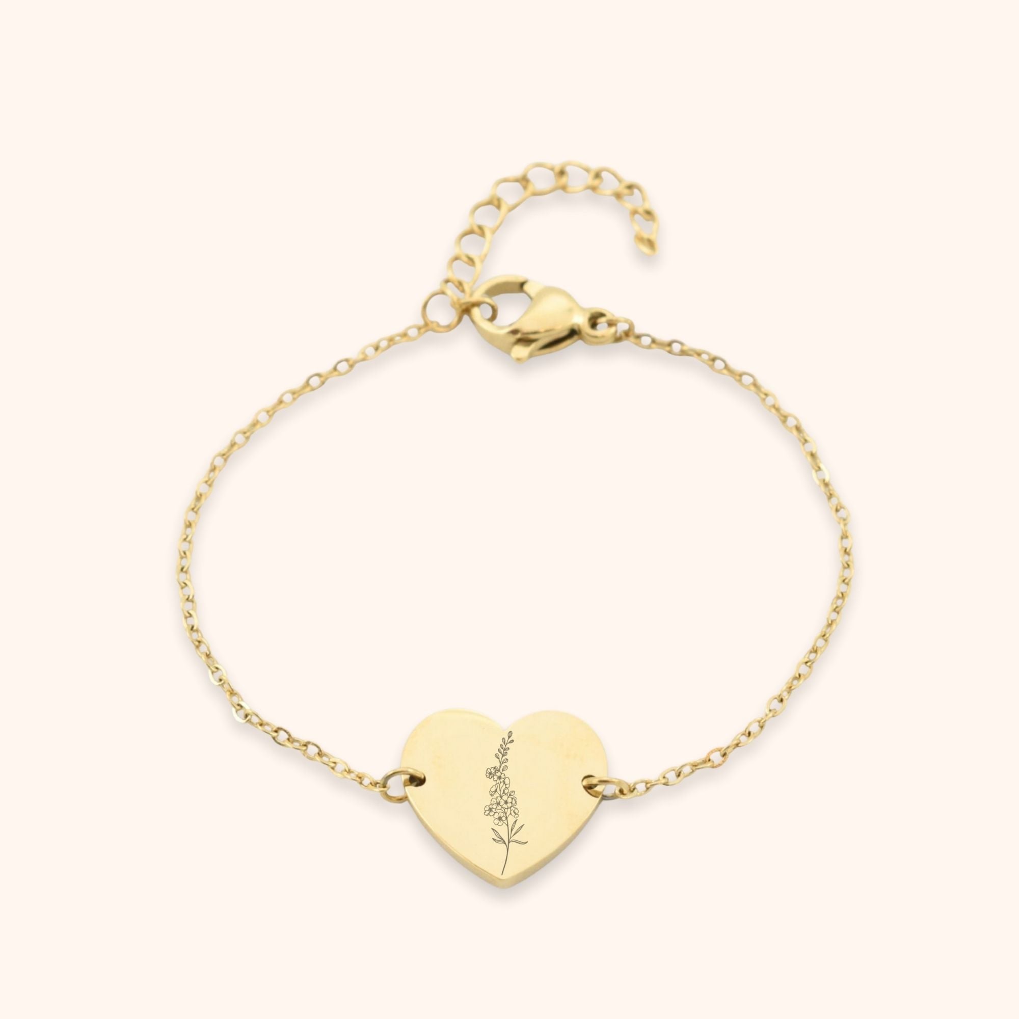 Kinderarmbandje hartje geboortebloemen