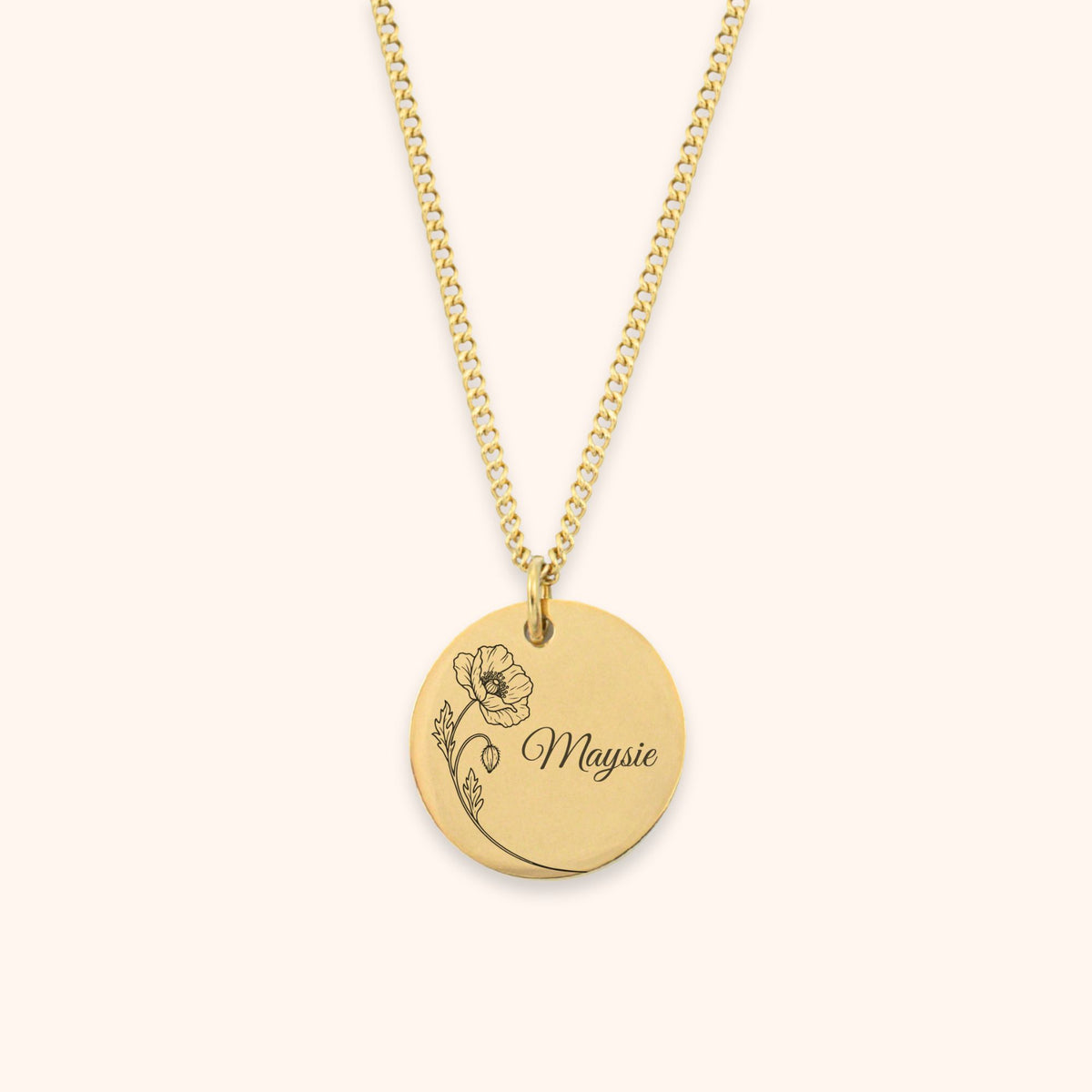 Geboortebloem ketting met naam
