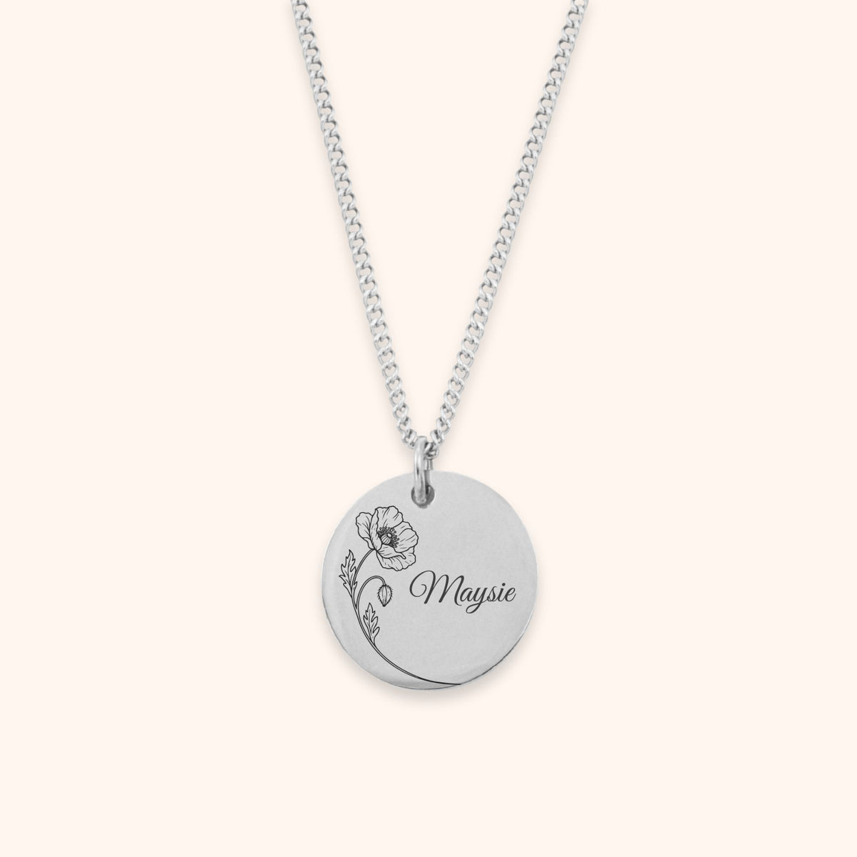 Geboortebloem ketting met naam