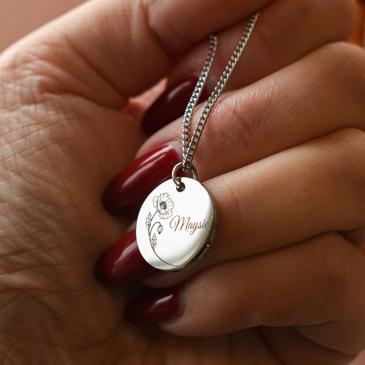 Geboortebloem ketting met naam