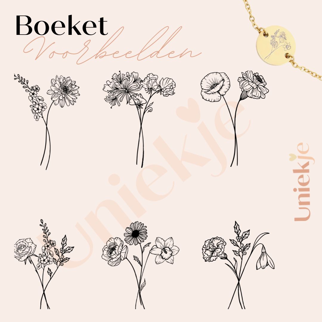 Munt armband 2 geboortebloemen