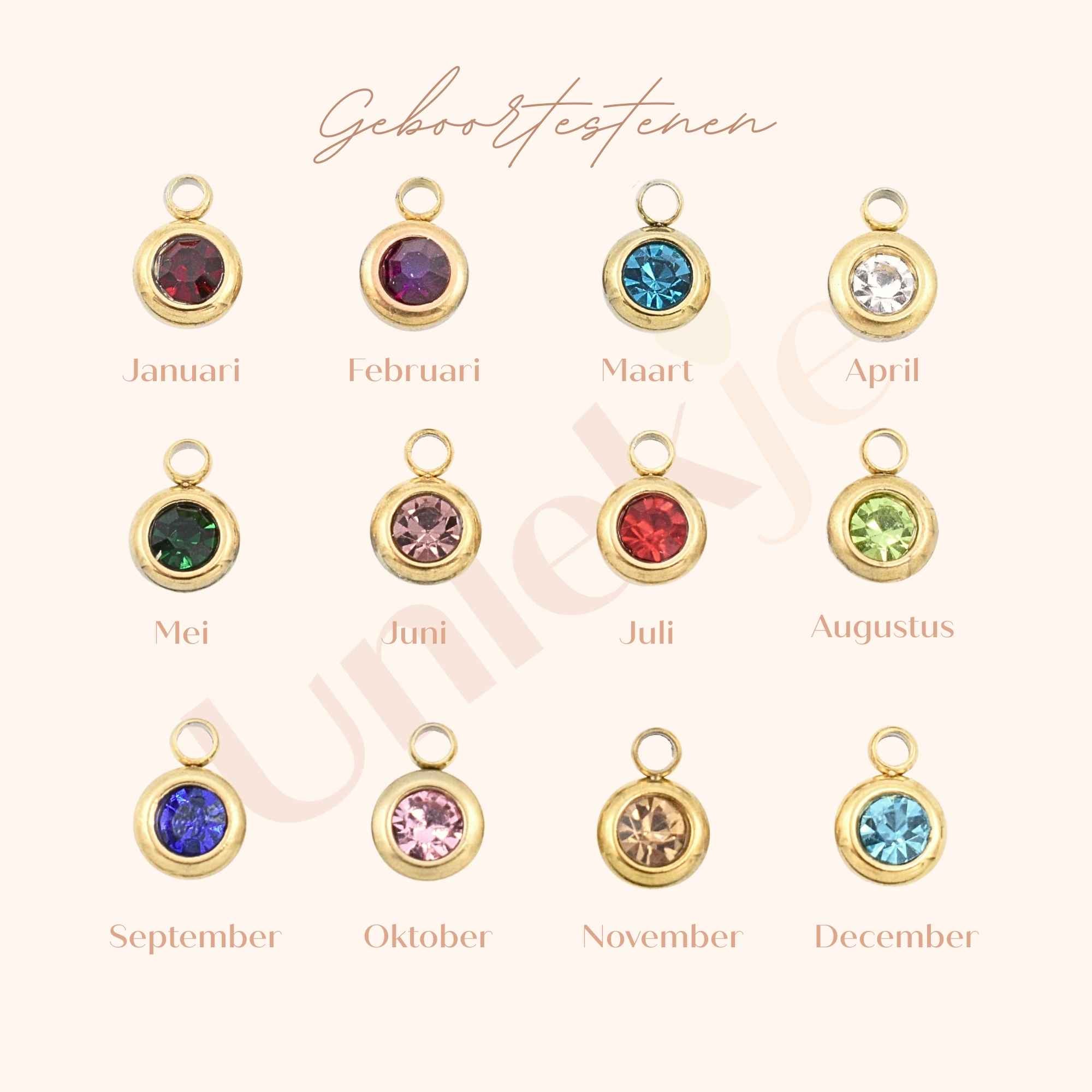 Geboortesteen ketting initiaal