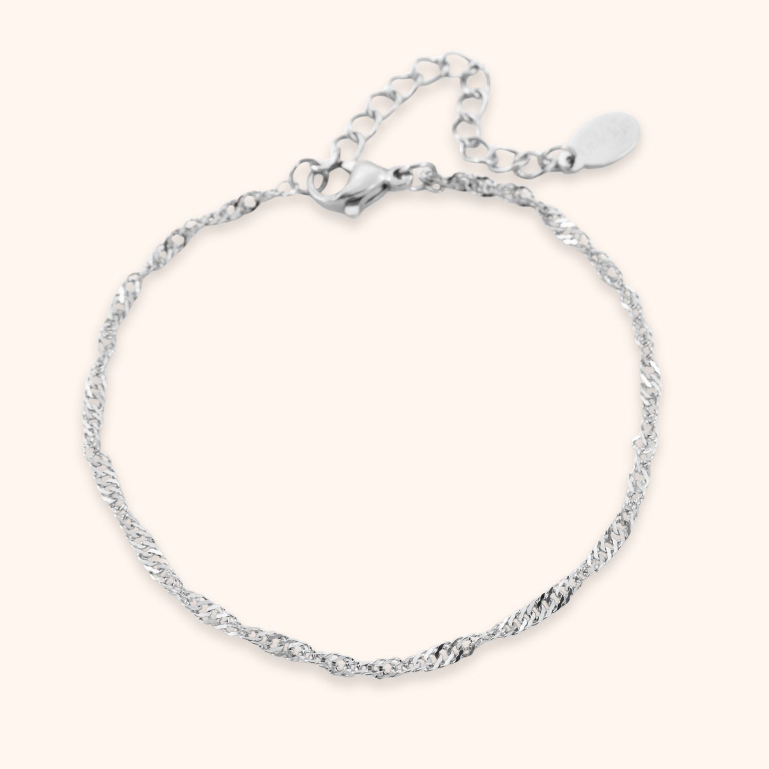 Gedraaide fijne schakelarmband voor dames zilver stainless steel