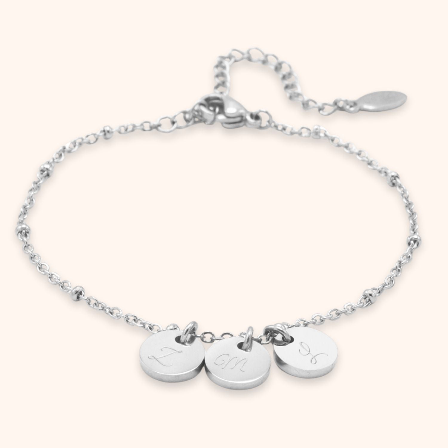 Initialen armband munt | 3 initialen