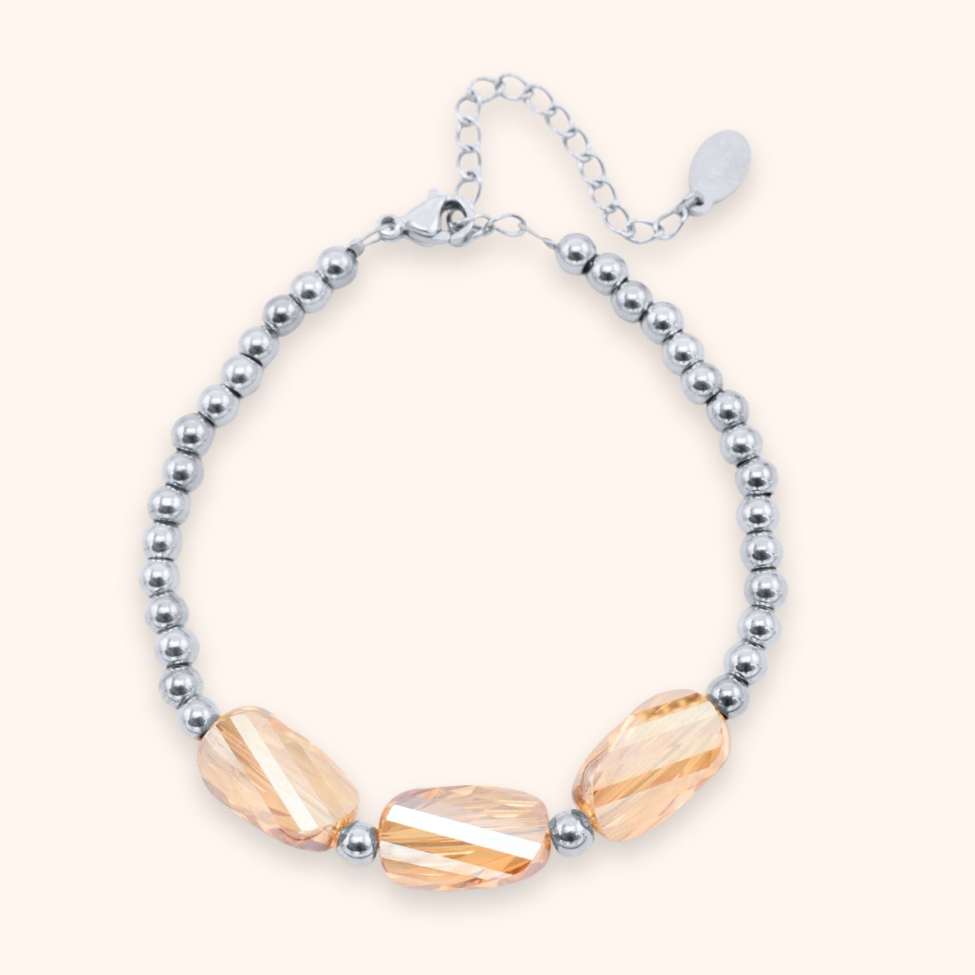 Kralen armband champagne ovaal