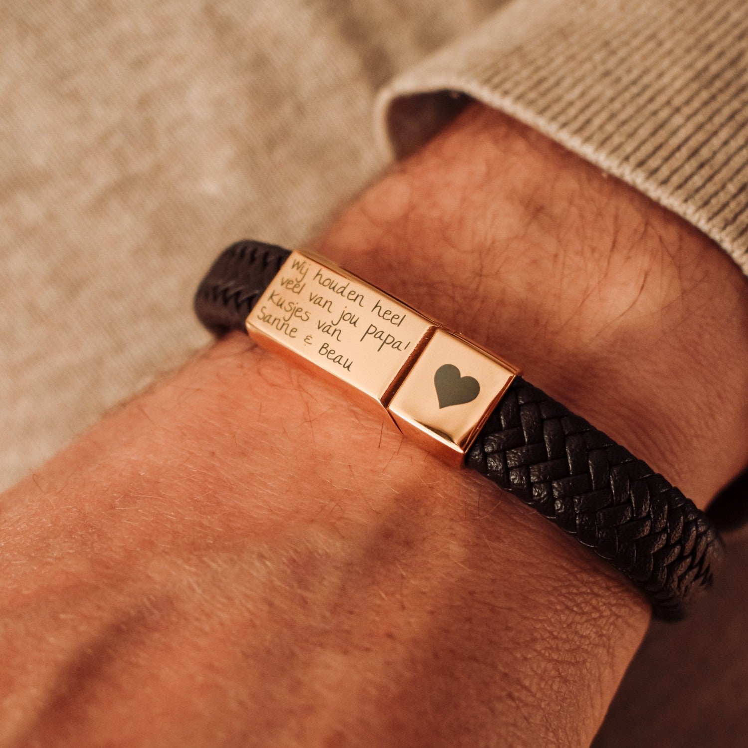 Gepersonaliseerde heren armband leer