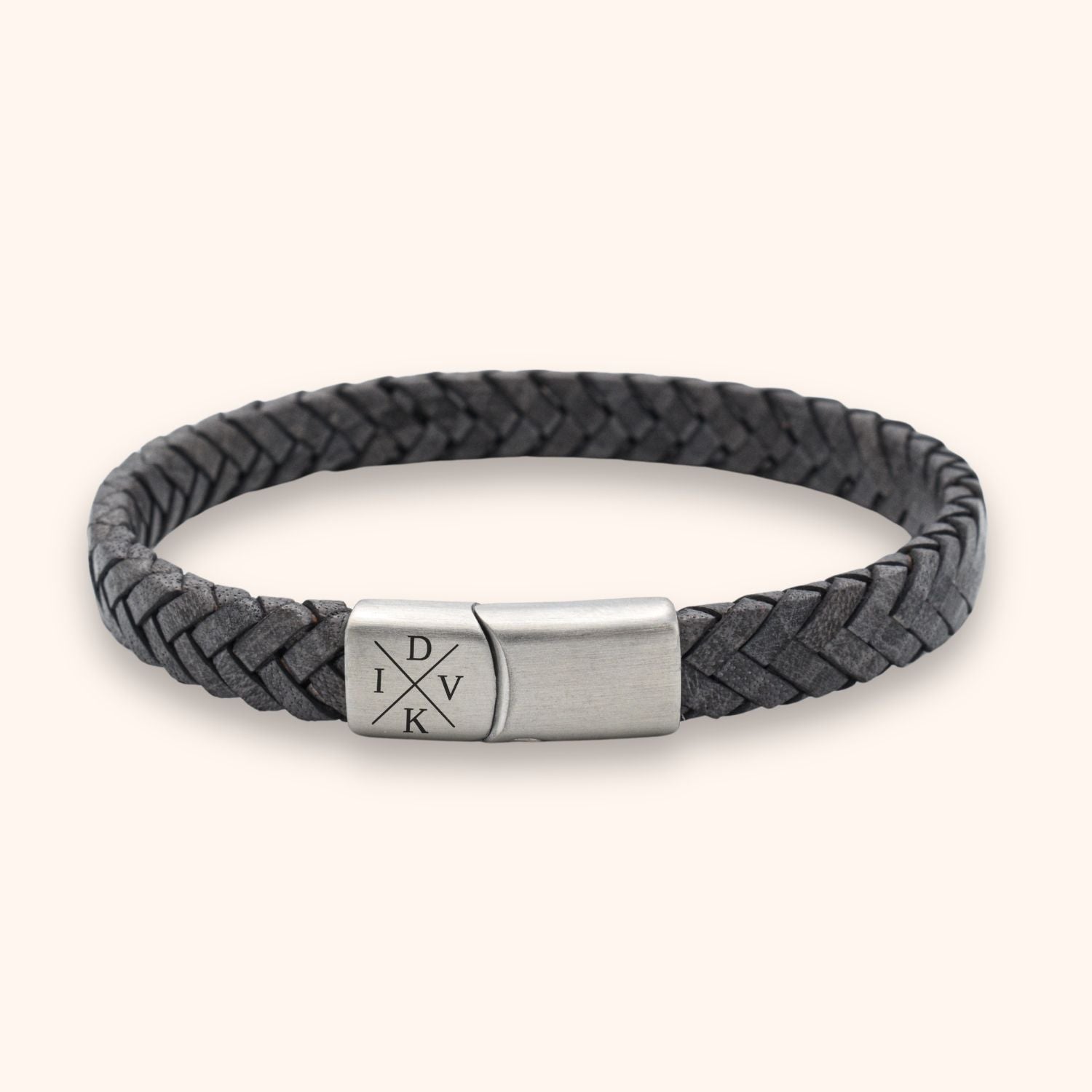 Heren armband leer initialen