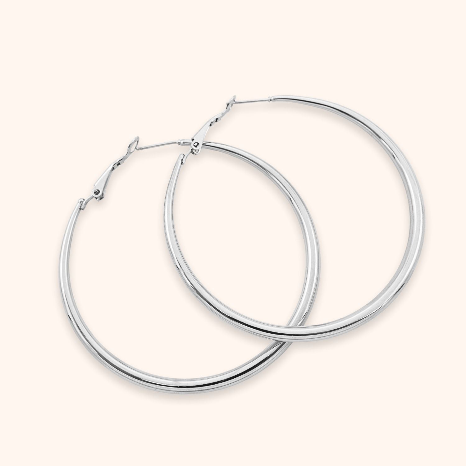 Oorbellen grote hoops 60mm kleur zilver stainless steel 