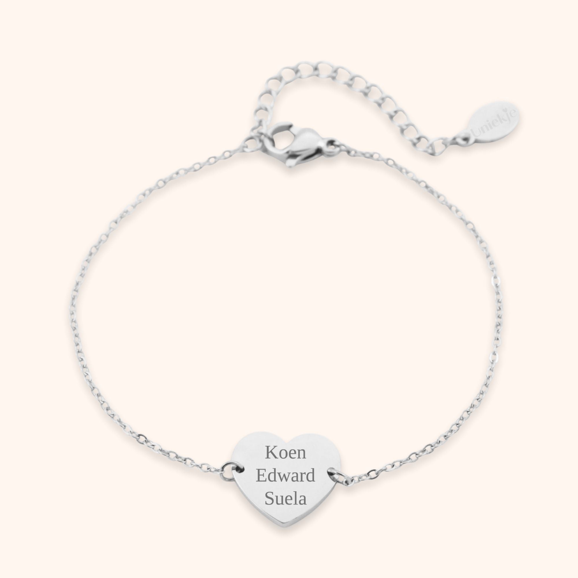 Naam armband hartje