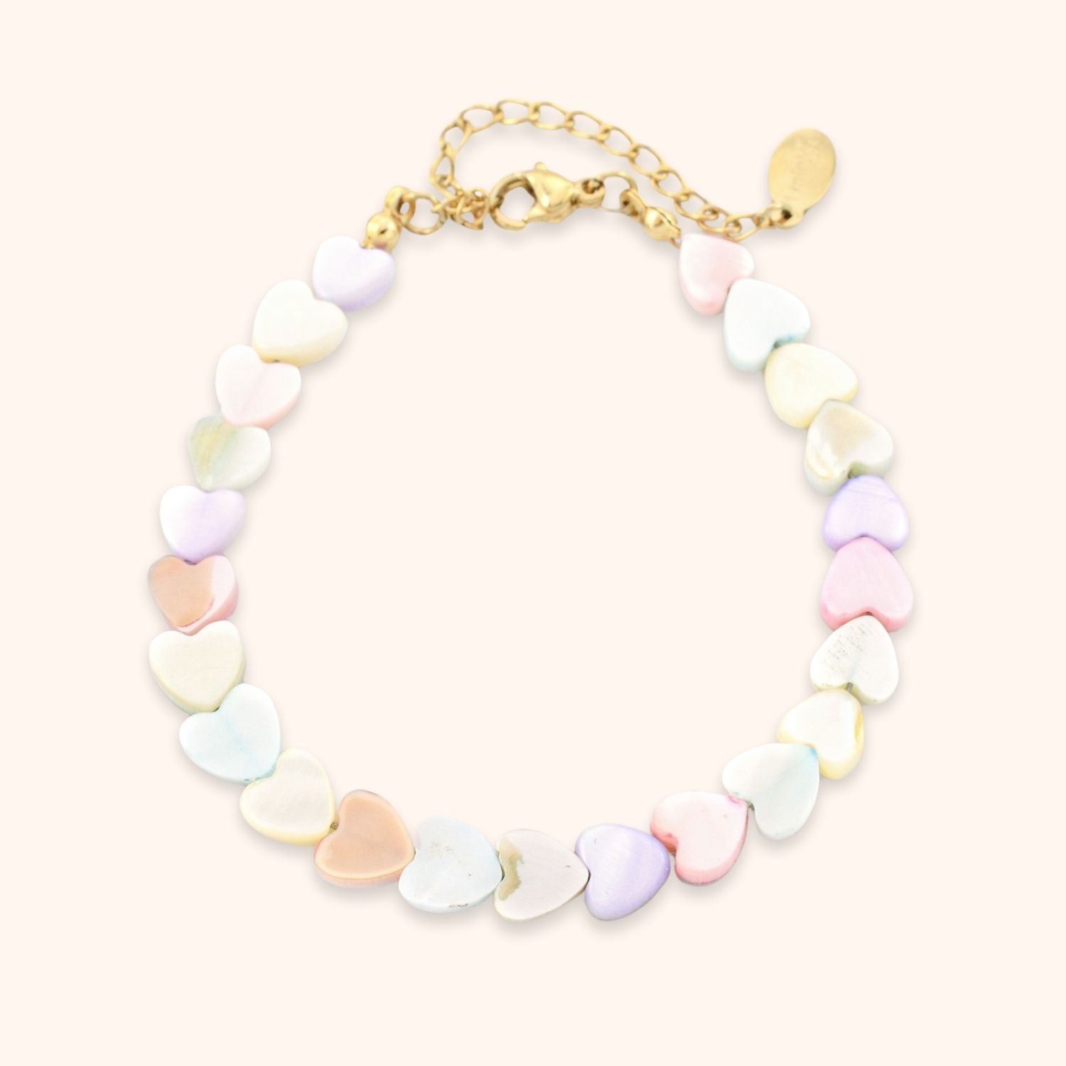 Schelp armband hart pastel