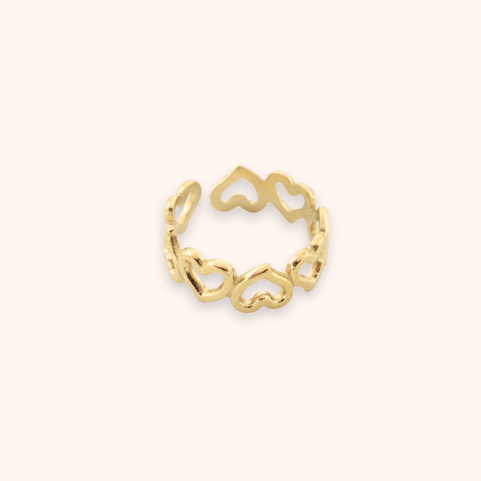 Hartjes ring kleur goud stainless steel
