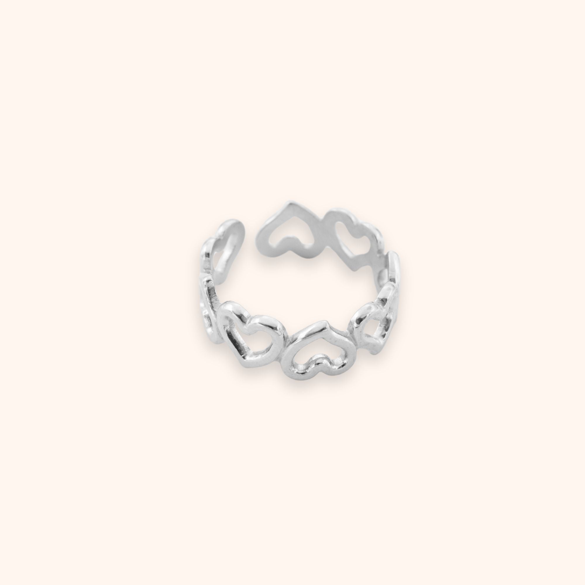 Hartjes ring kleur zilver stainless steel