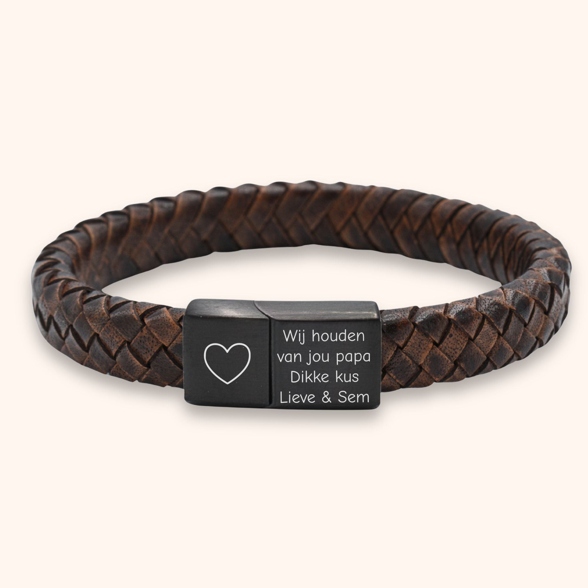 Heren armband leer namen