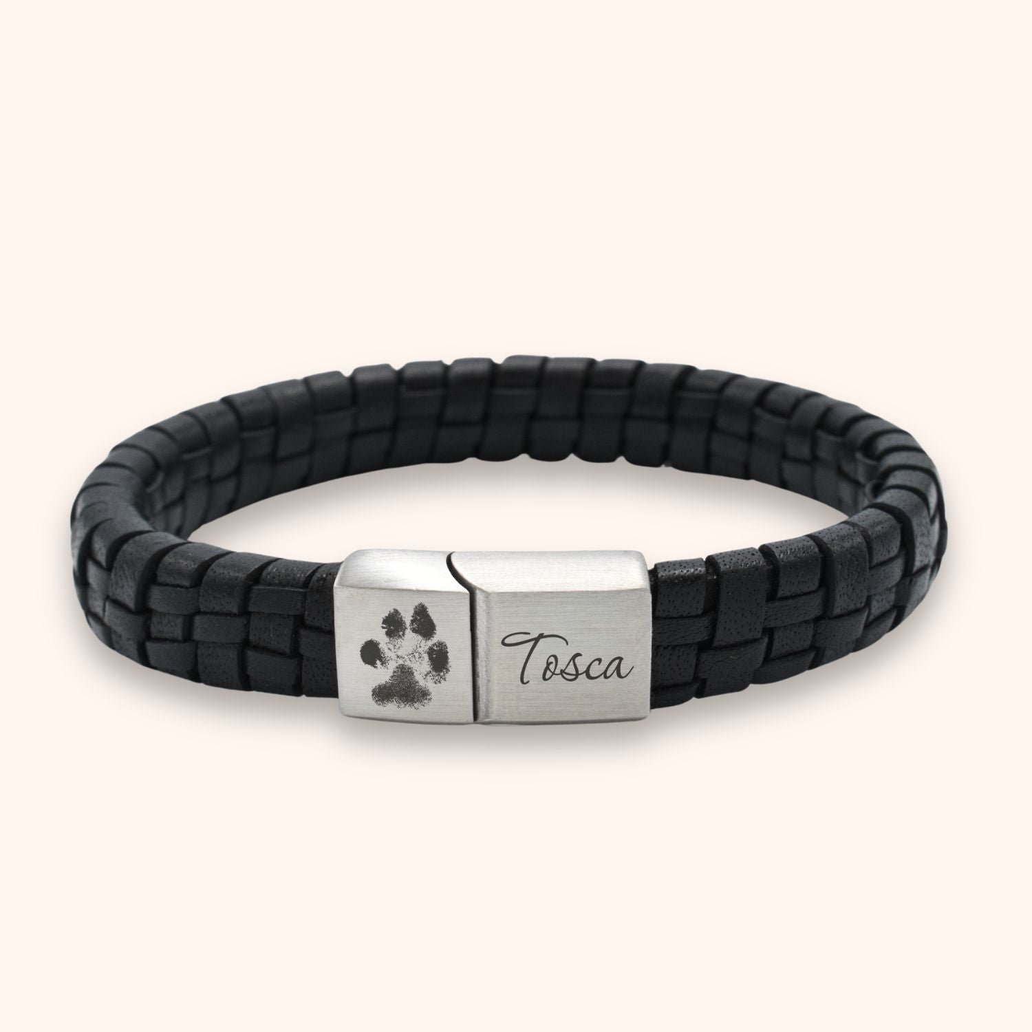 Heren armband leer pootafdruk