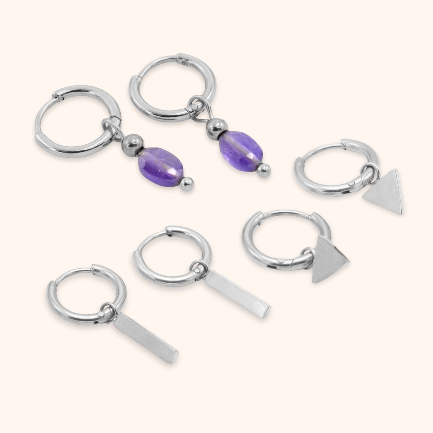 Oorbellen set amethist