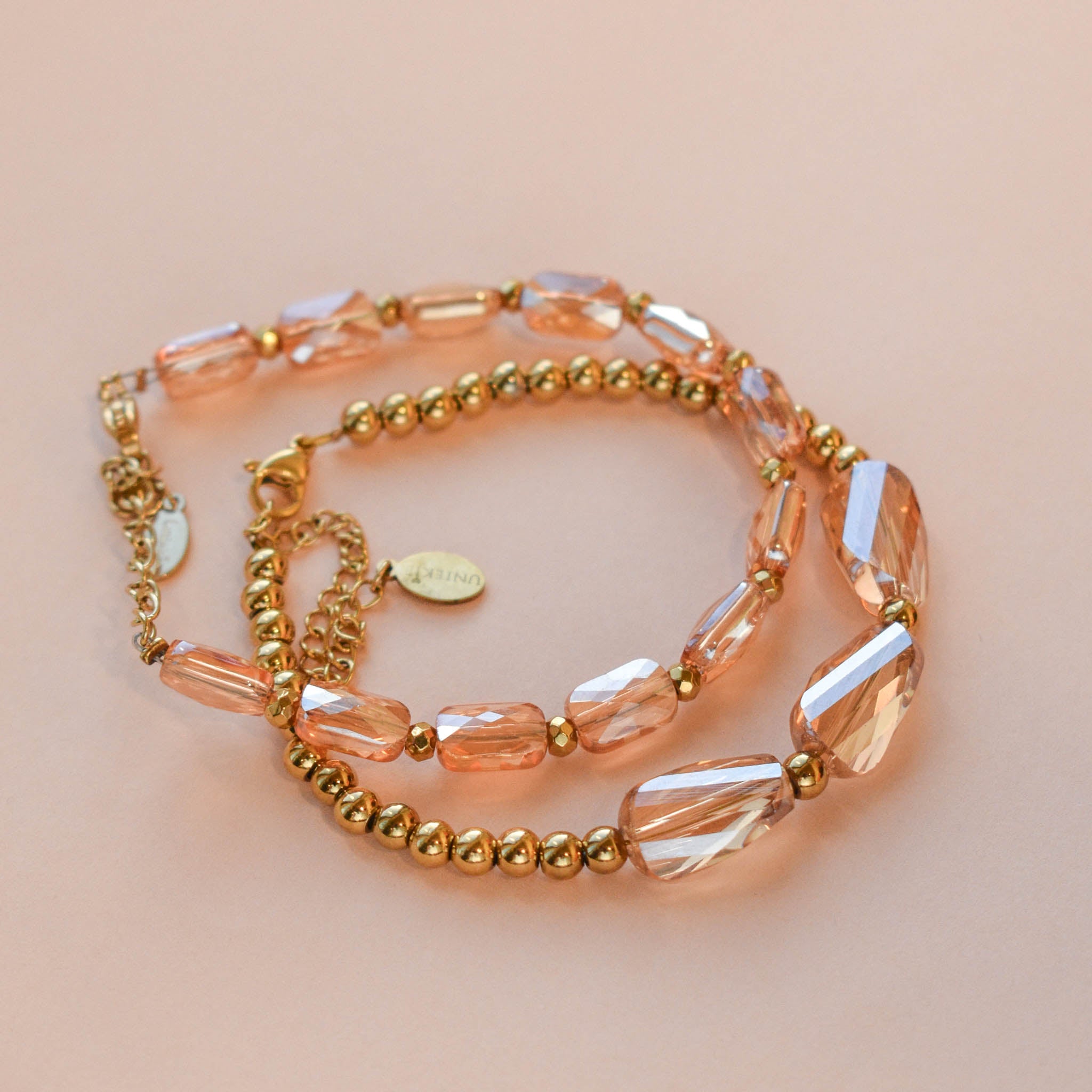 Kralen armband champagne ovaal