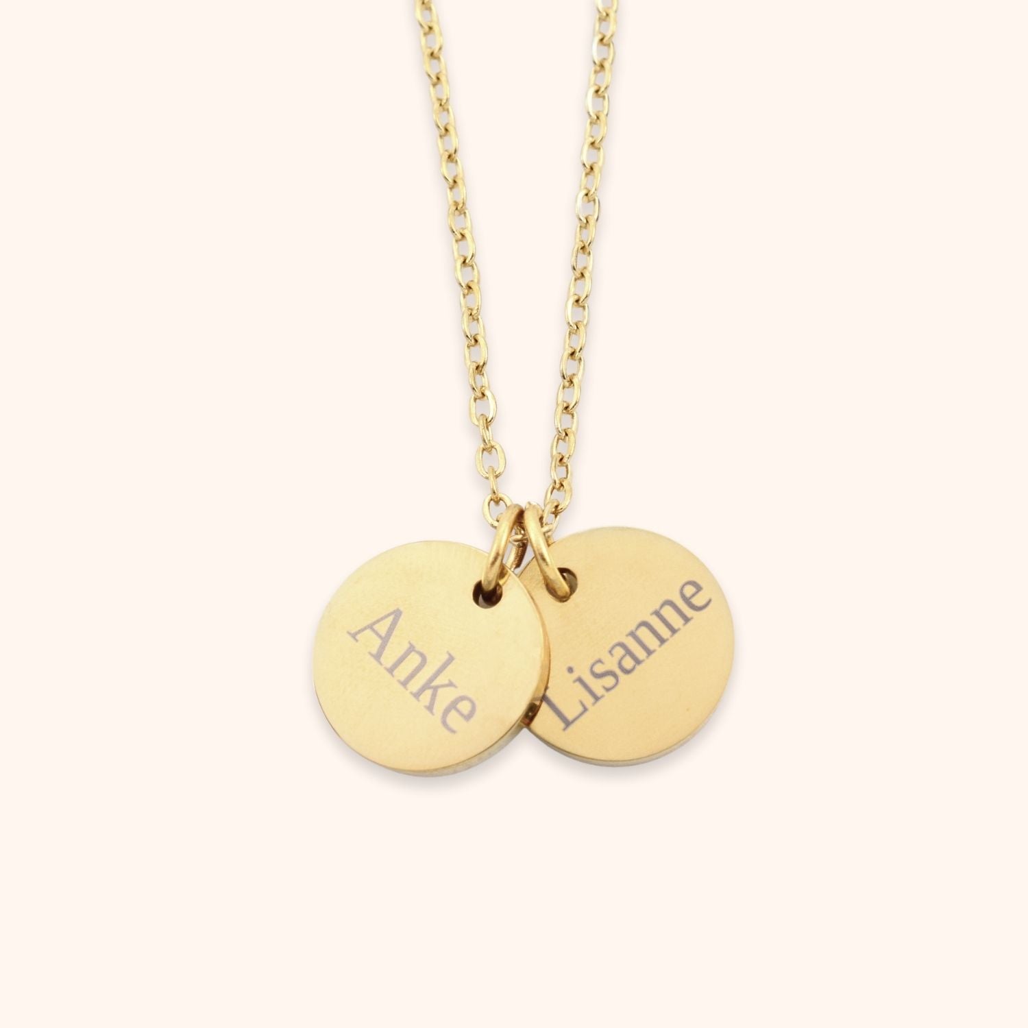 Gepersonaliseerde ketting met 2 namen goud stainless steel