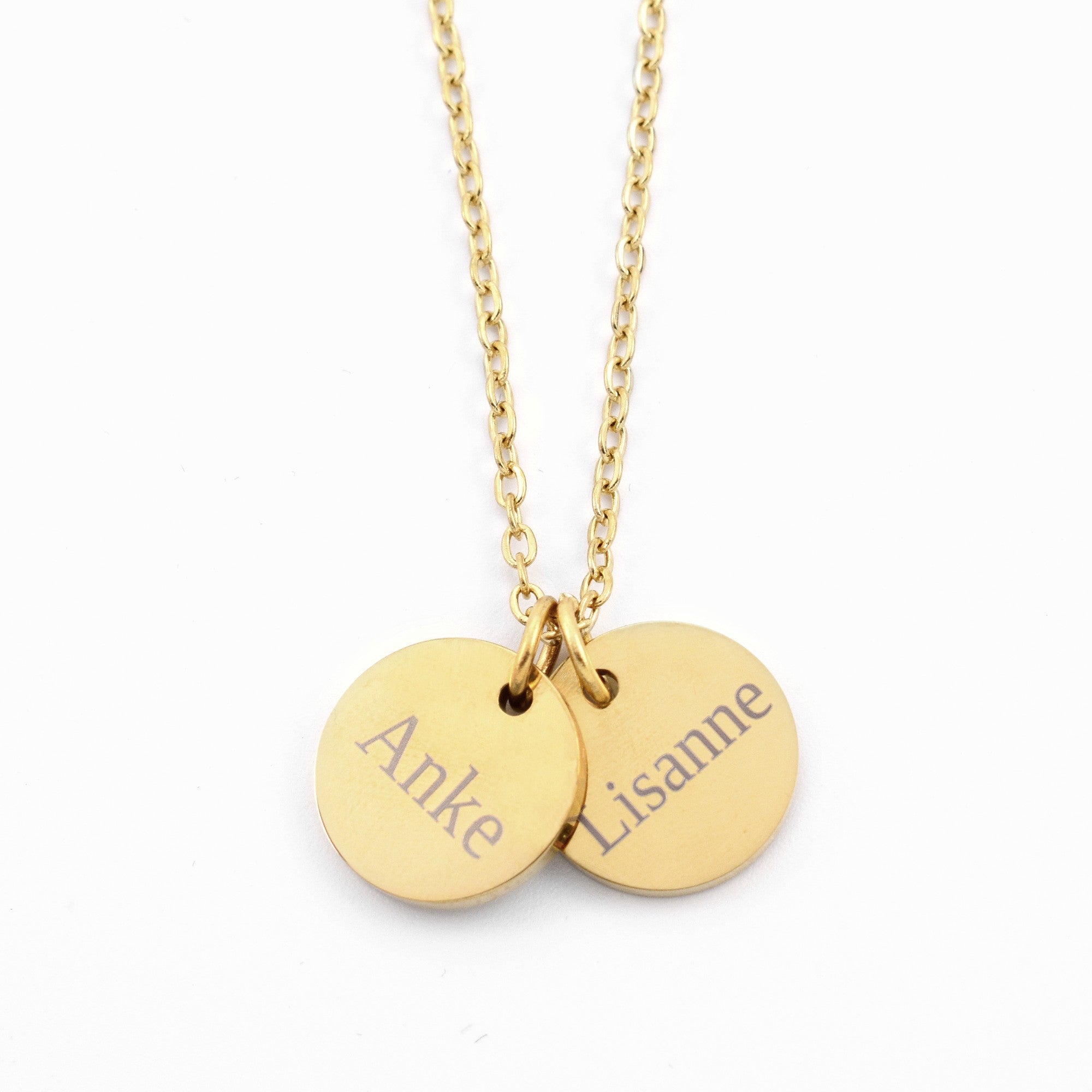 Gepersonaliseerde ketting met 2 namen goud stainless steel