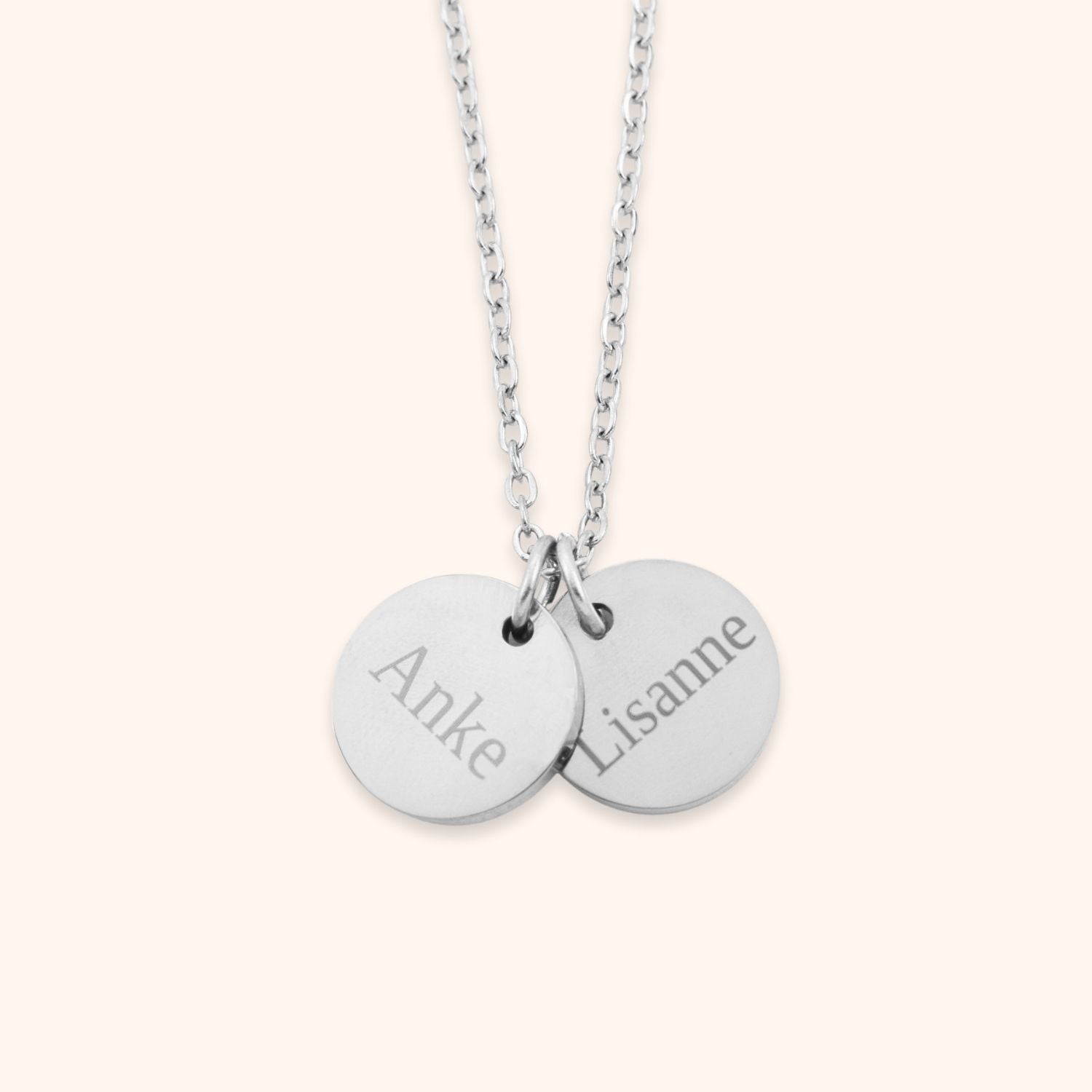 Gepersonaliseerde ketting met 2 namen zilver stainless steel