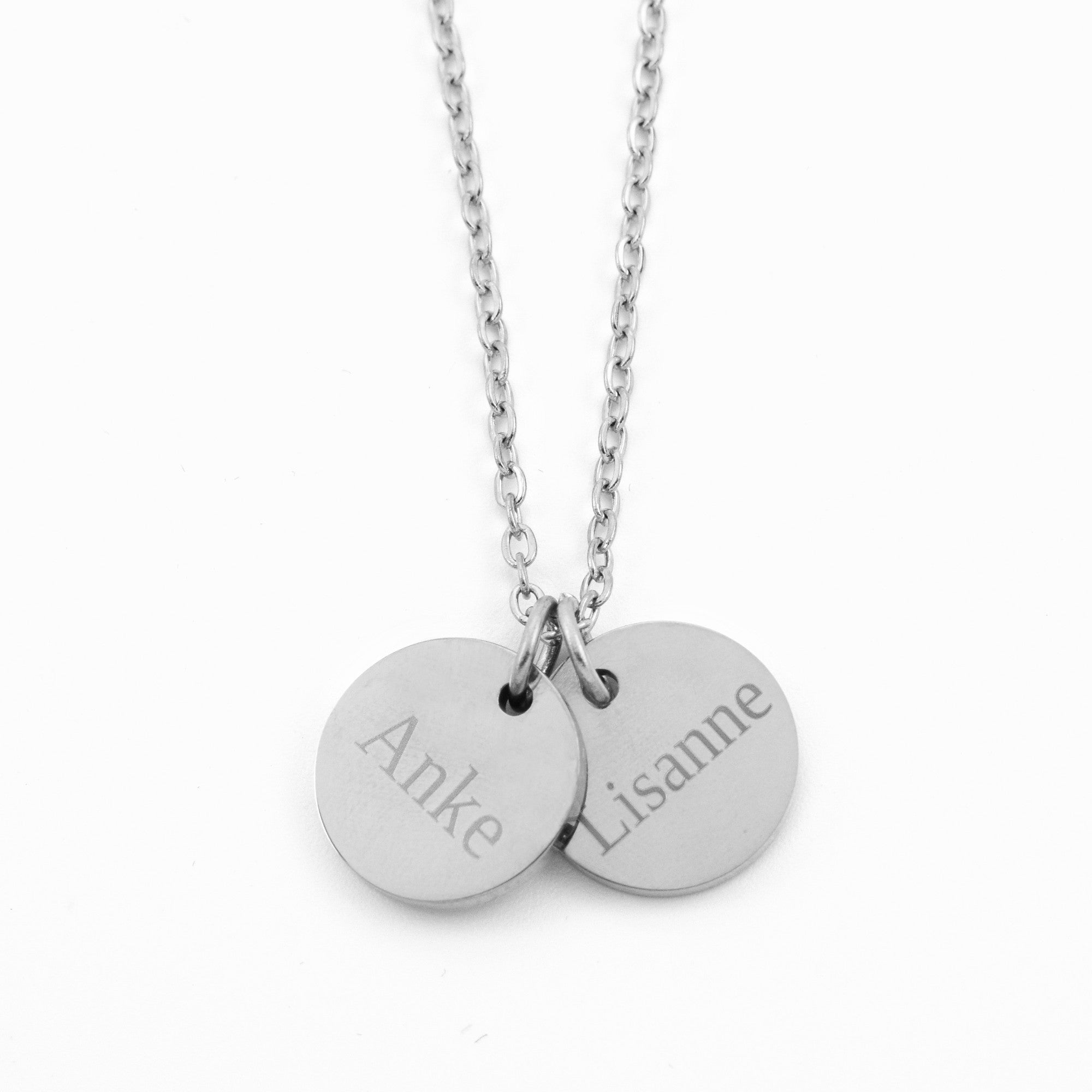 Gepersonaliseerde ketting met 2 namen zilver stainless steel