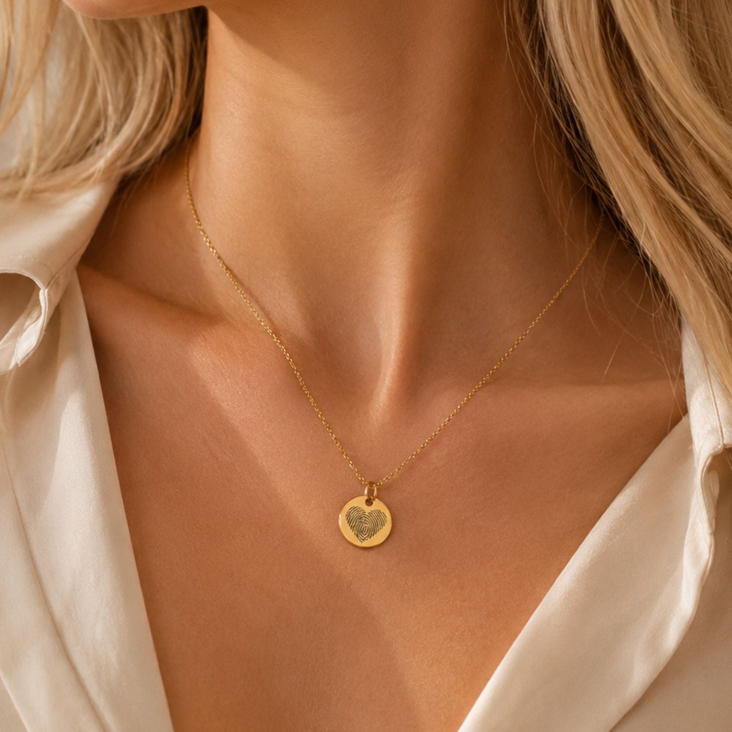 Ketting vingerafdruk hart kleine hanger