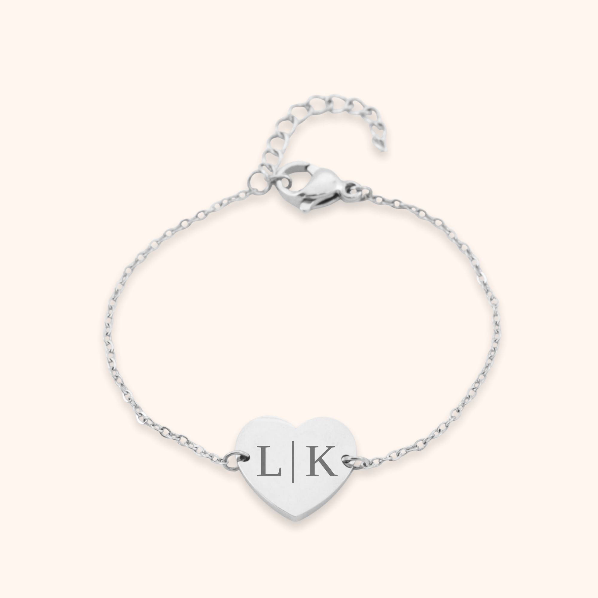 Kinderarmbandje hart initialen