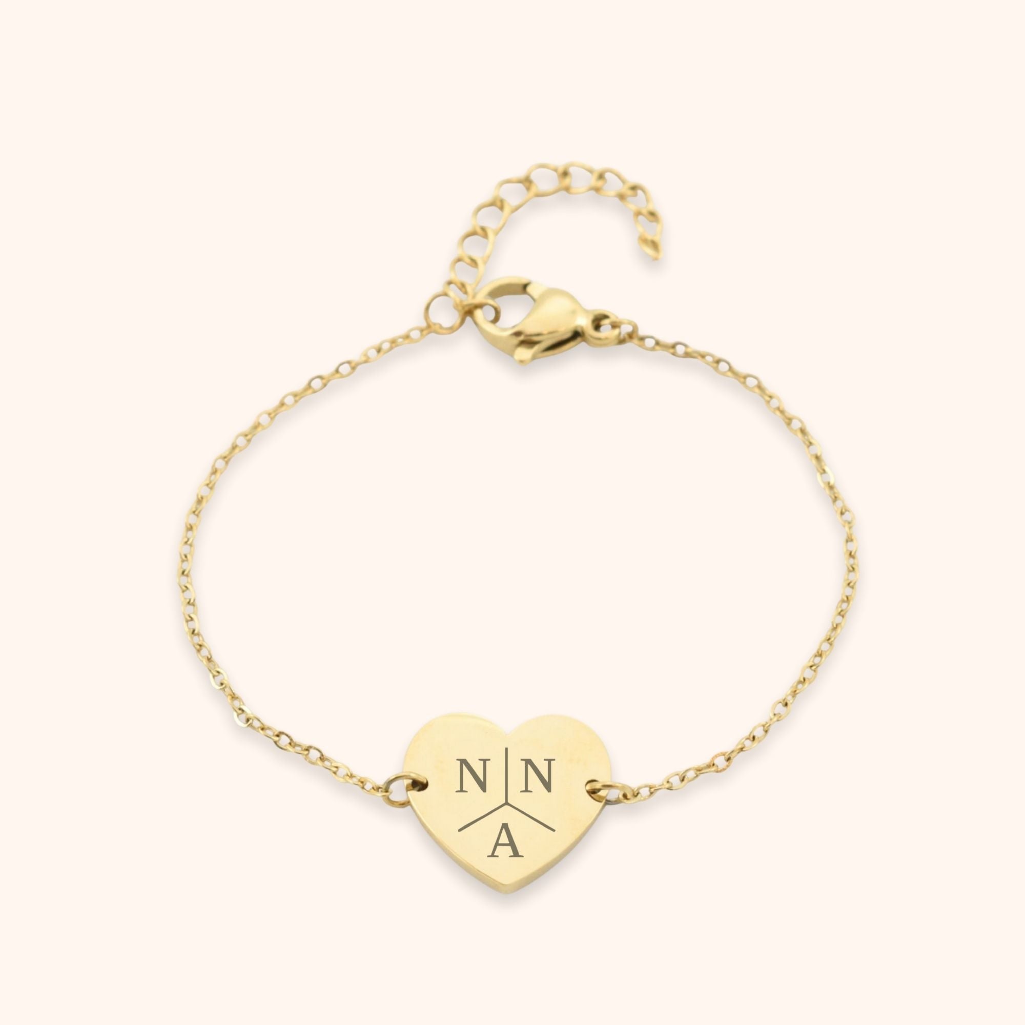 Kinderarmbandje hart initialen