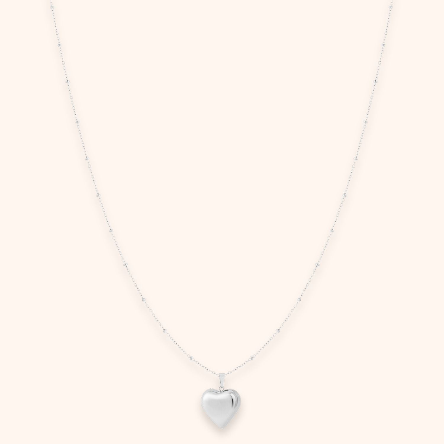 Lange ketting met hart kleur Zilver stainless steel 