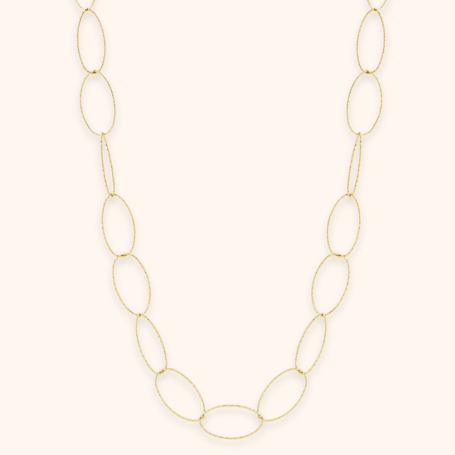 Lange ketting met ovale schakels kleur goud stainless steel 