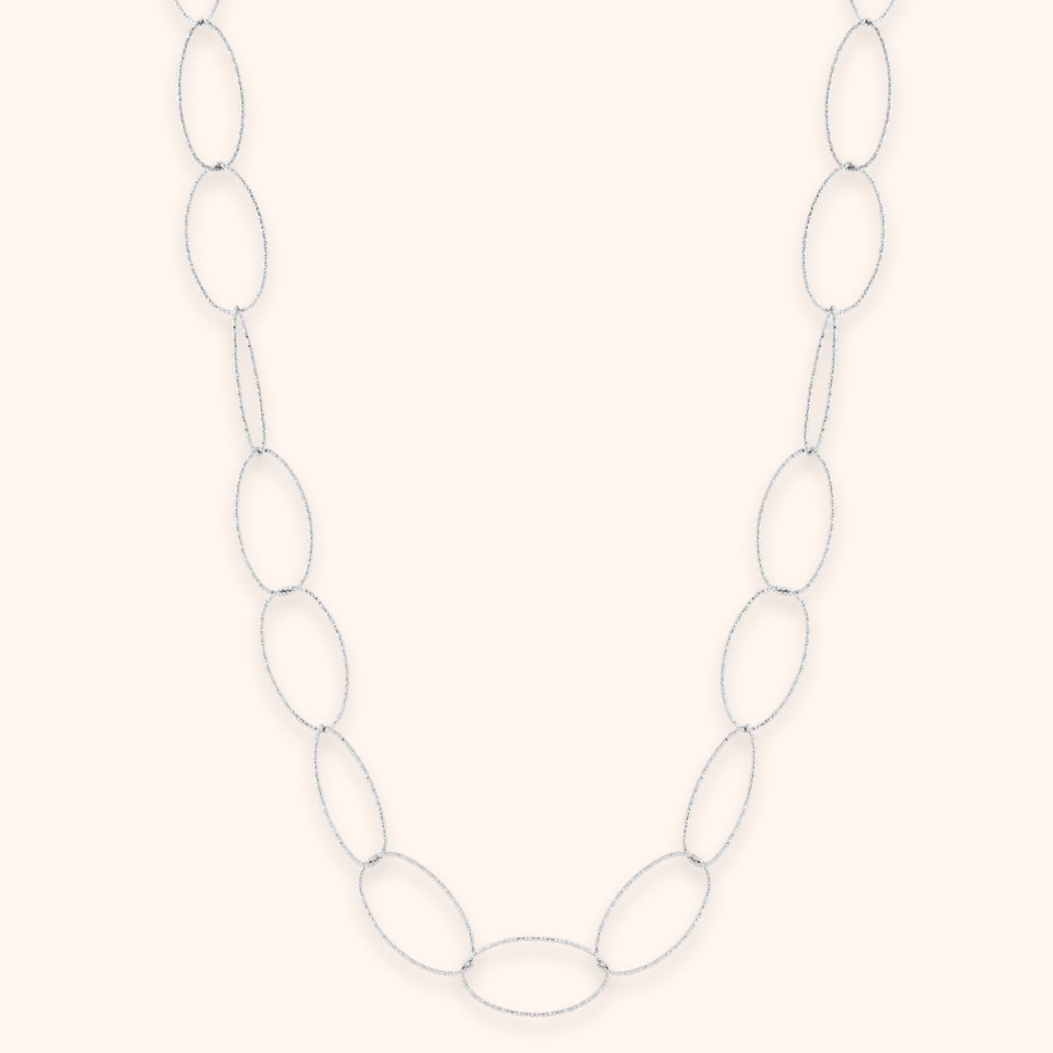 Lange ketting met ovale schakels kleur zilver stainless steel 