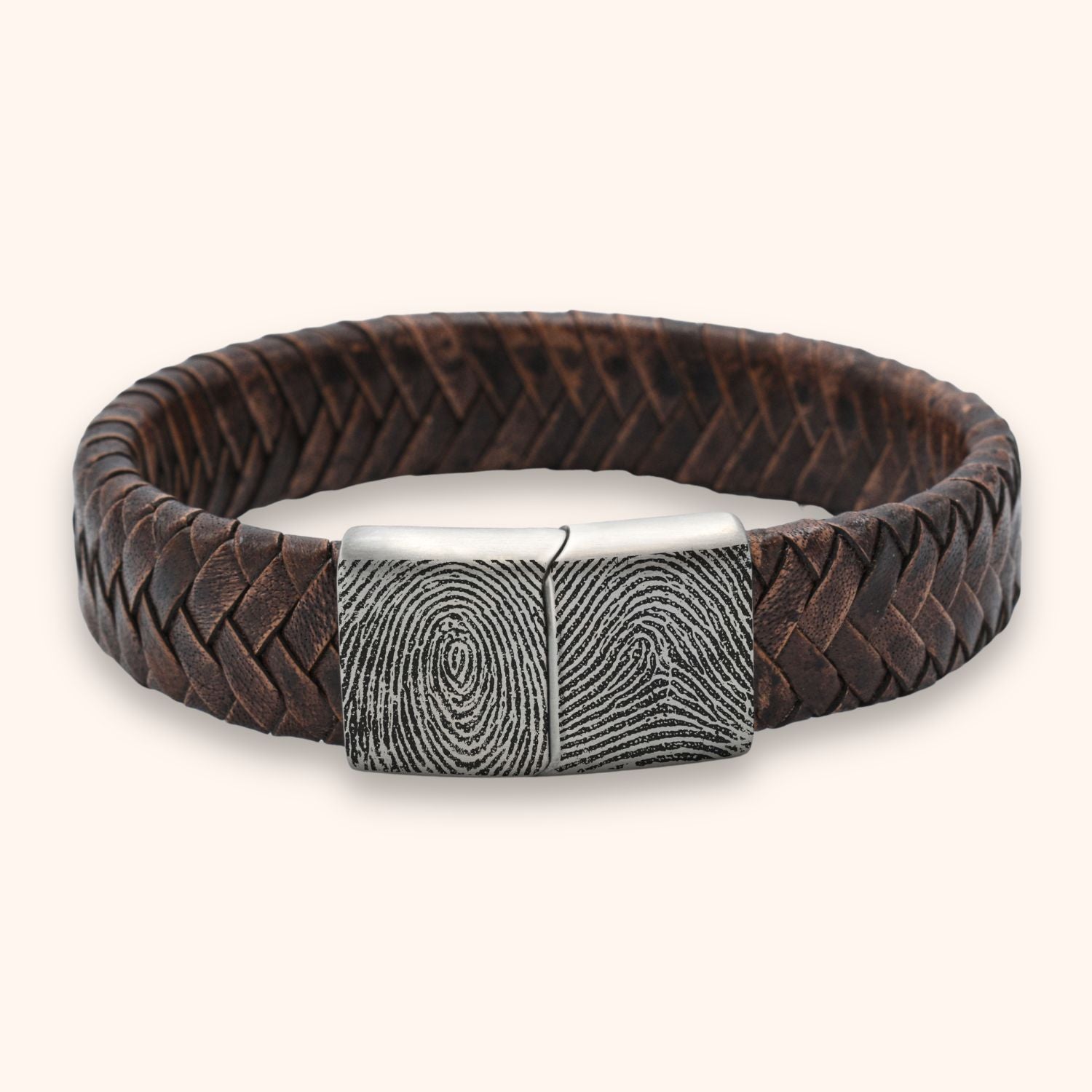 Heren armband leer 2 vingerafdrukken
