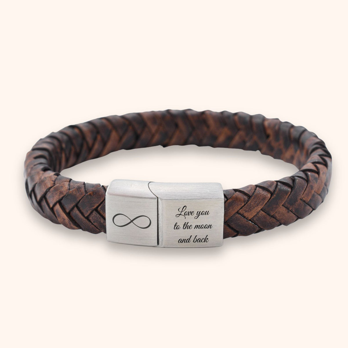 Heren armband leer eigen gravering