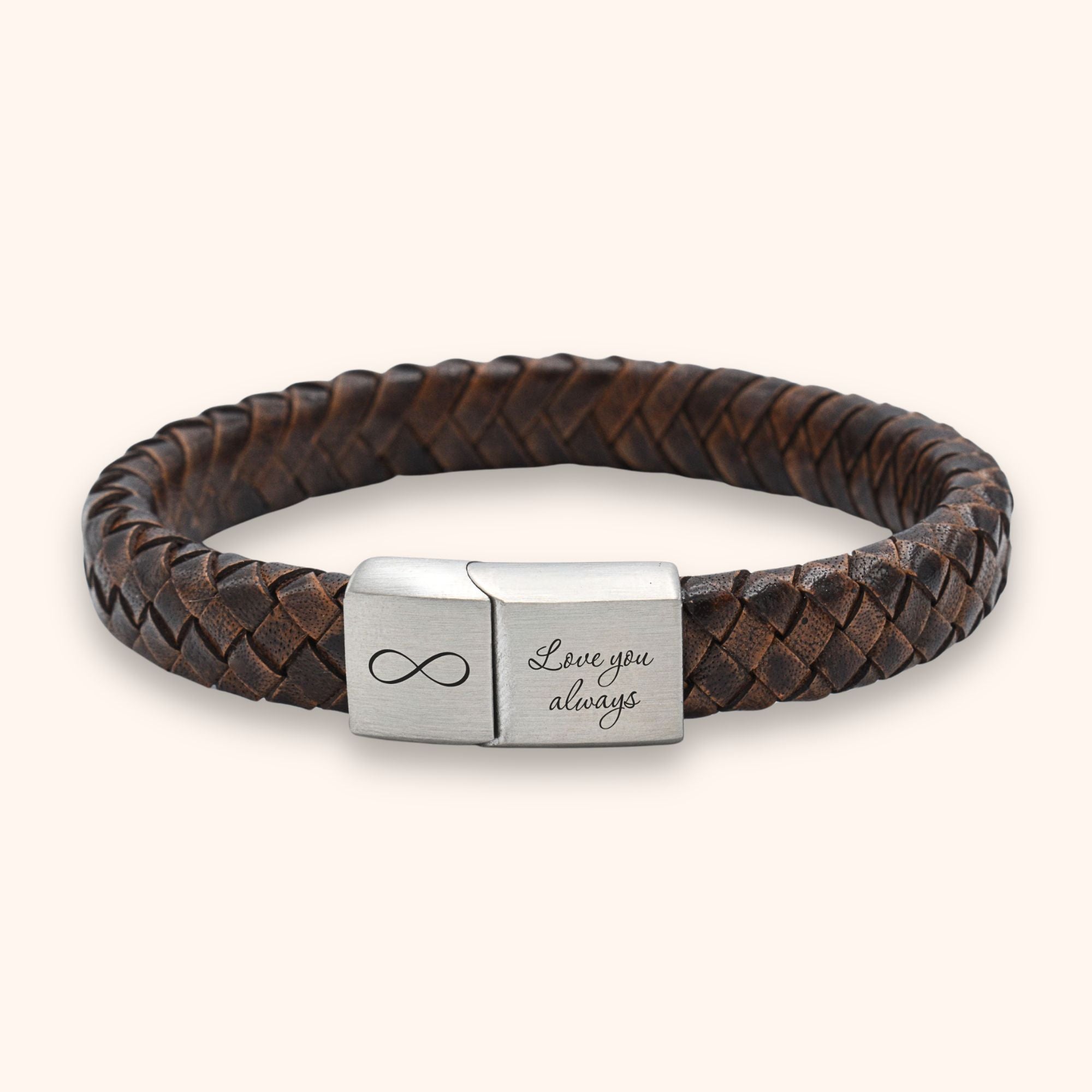 Heren armband leer eigen gravering