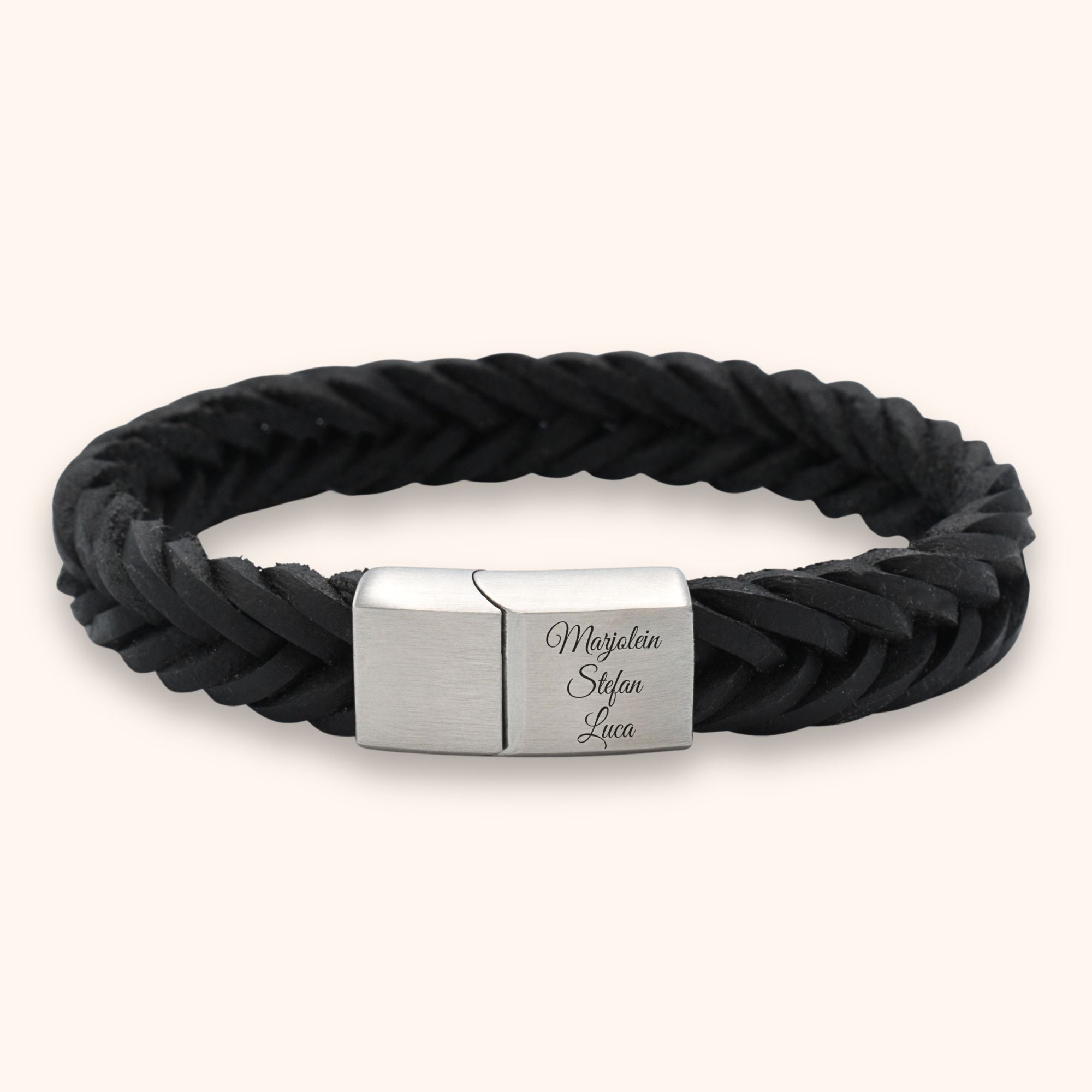 Heren armband leer eigen gravering