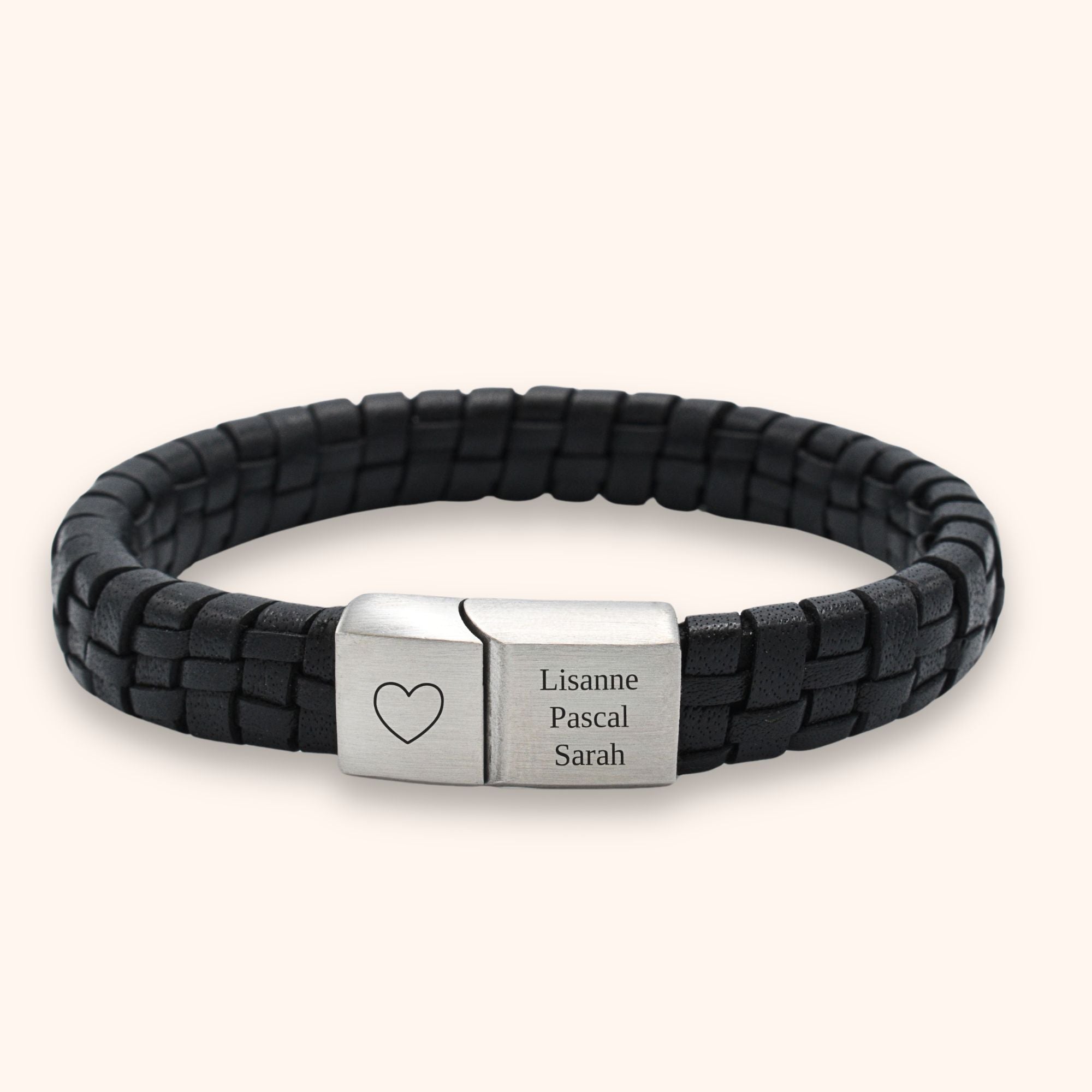 Heren armband leer eigen gravering