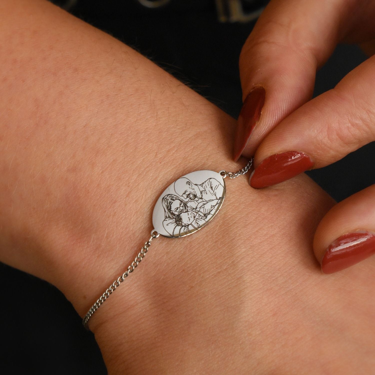 armband met lijntekening rvs kleur zilver