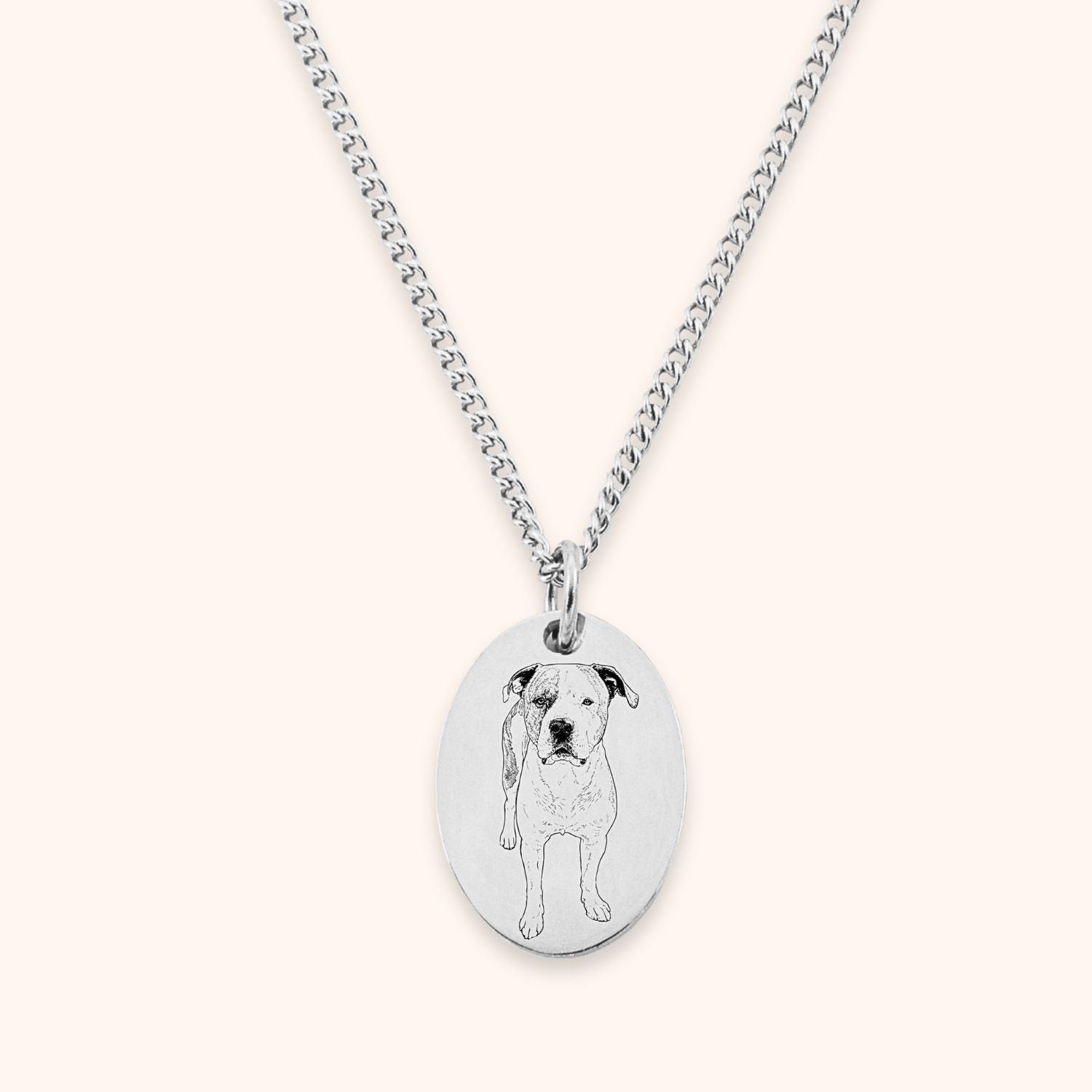 Ketting foto lijntekening ovale hanger