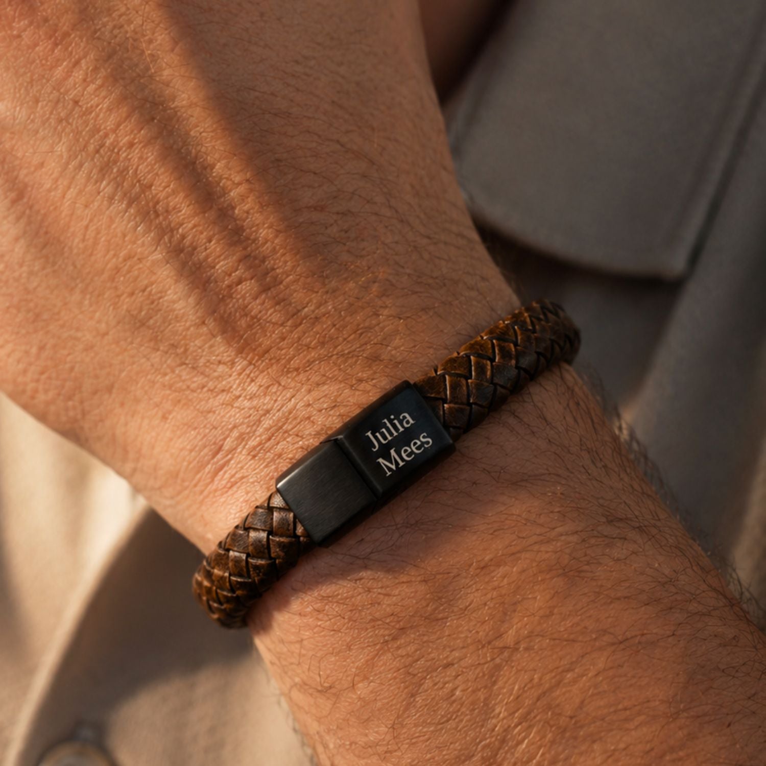 Heren armband leer namen